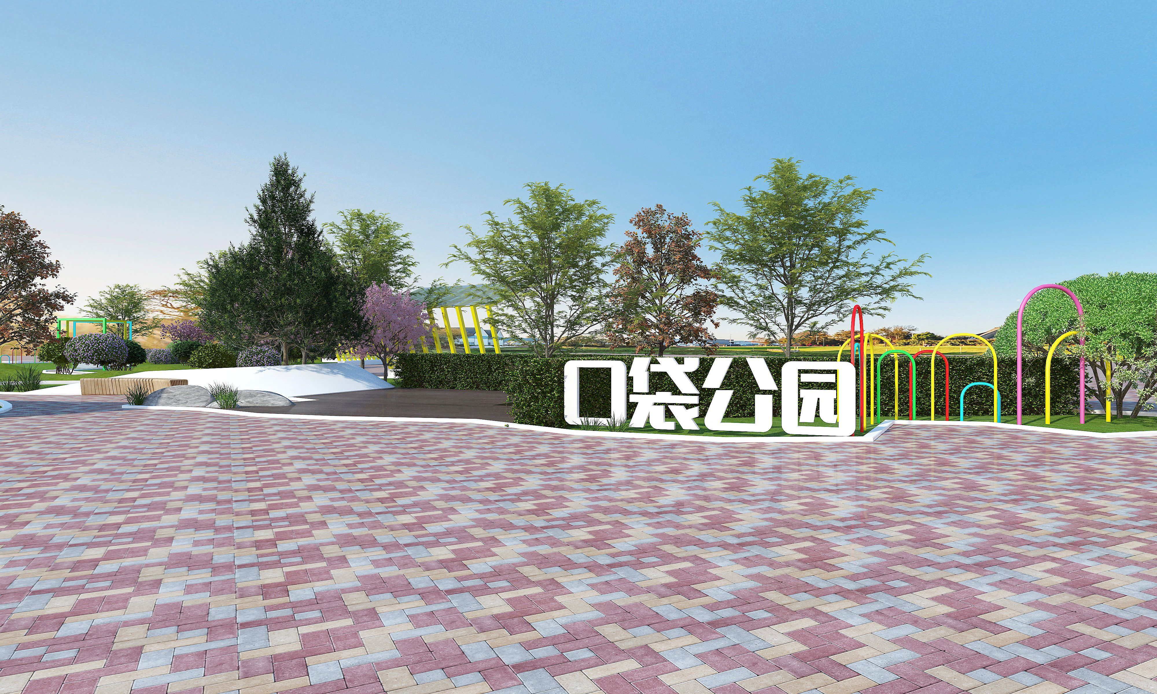 Pocket Park Design，garden design ，greening design，Landscape design，Design effect drawing，