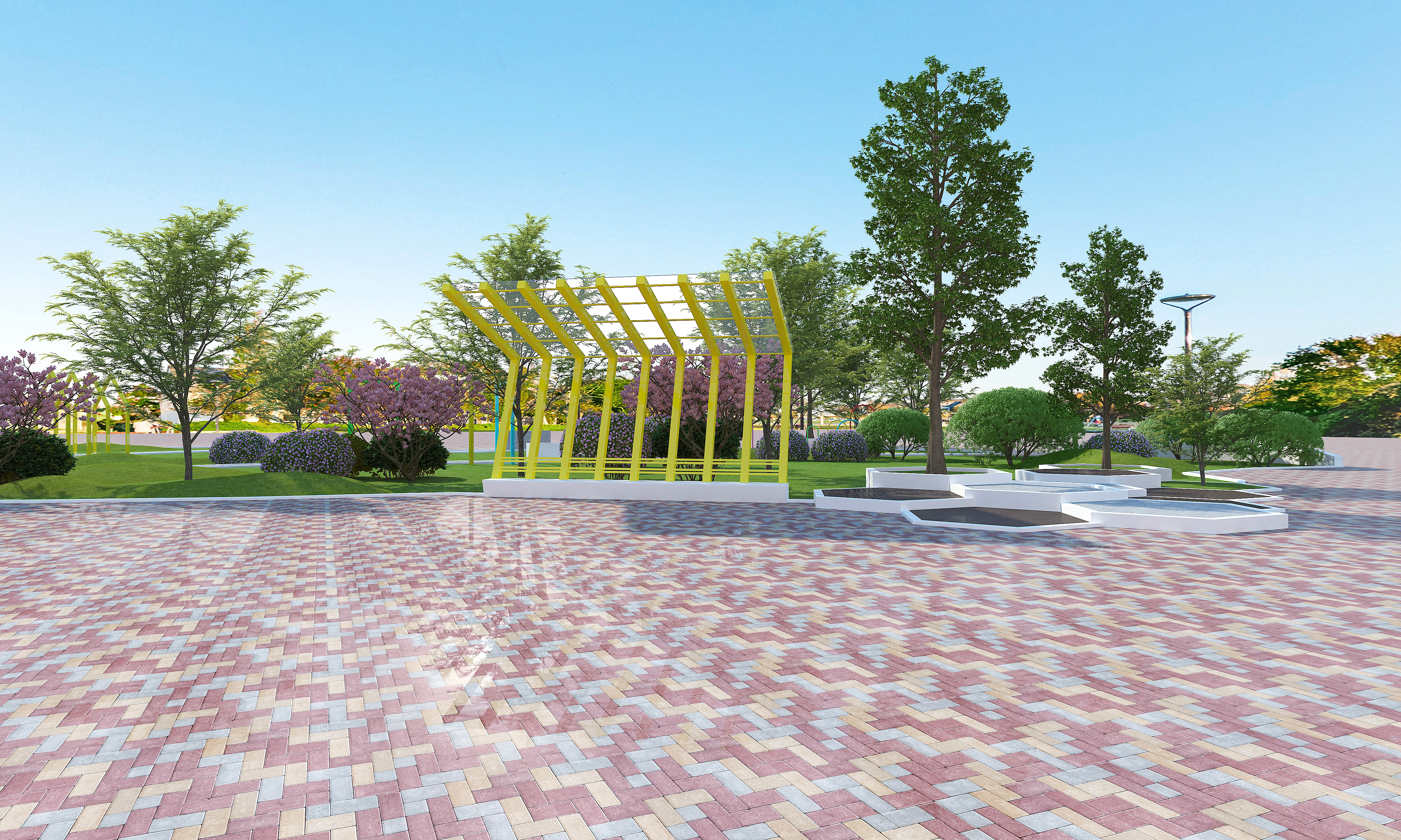 Pocket Park Design，garden design ，greening design，Landscape design，Design effect drawing，