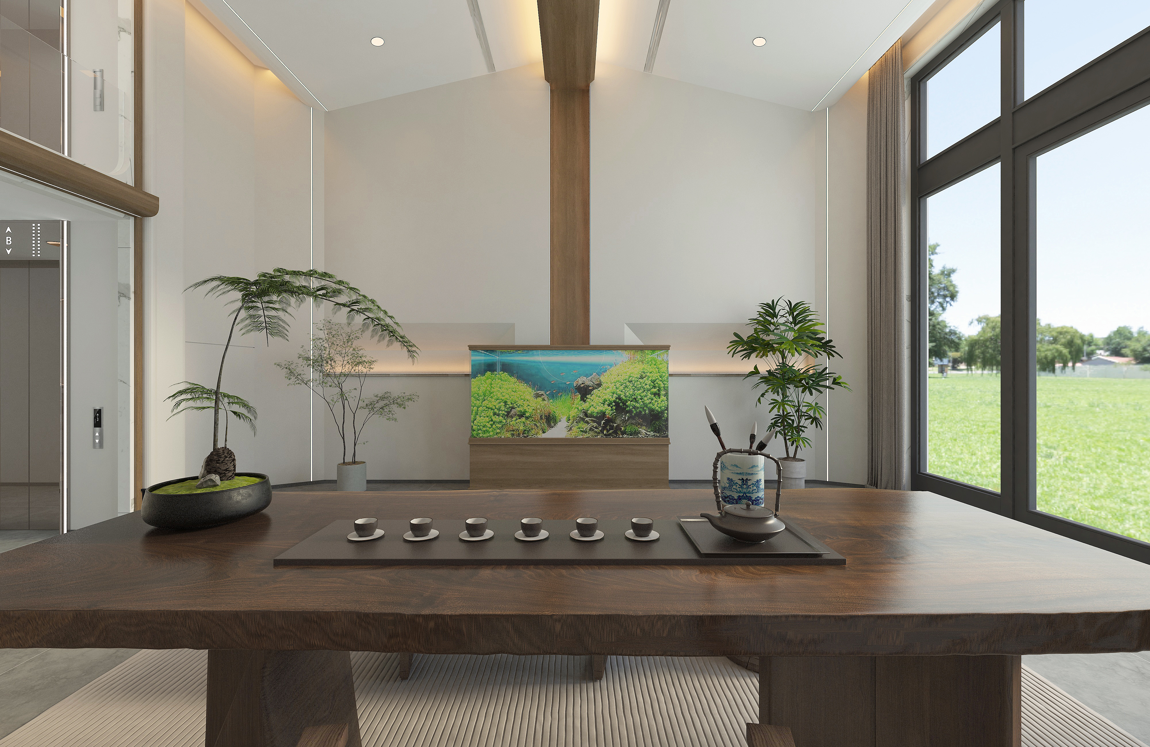 Private clubhouse，Quiet wind，Zen Style，Zen design，Tea Room Design，