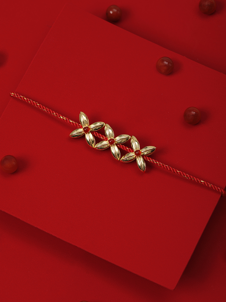 New Year Red Rope，Good moral，New Year gift，Valentine's Day gift，traditional modern，Agate Inlay，Even the pattern of money，Money rolling in，