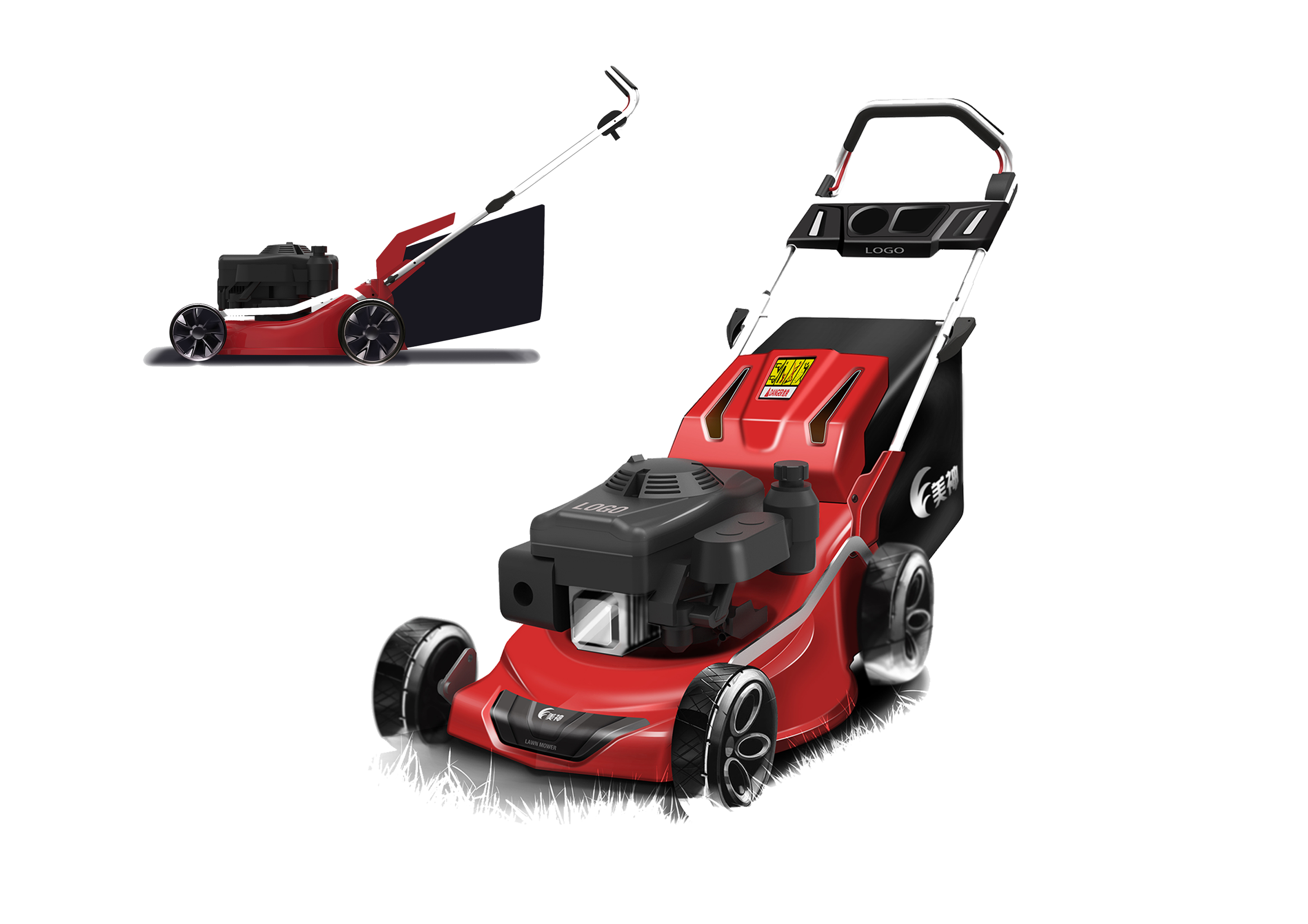 Hand drawn，lawn mower，