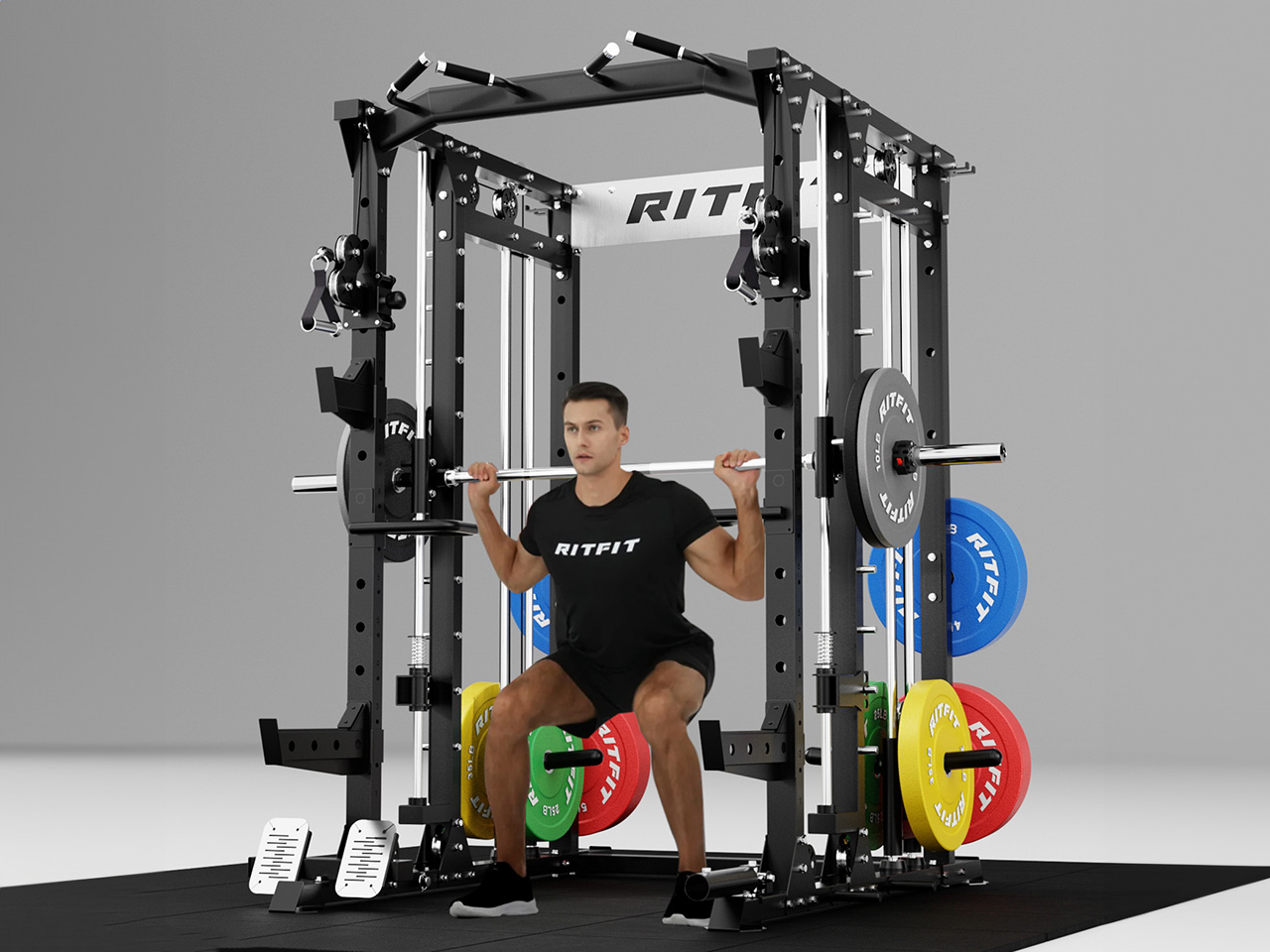 Multifunctional fitness machine，strength training，Space savings，Smith machine，