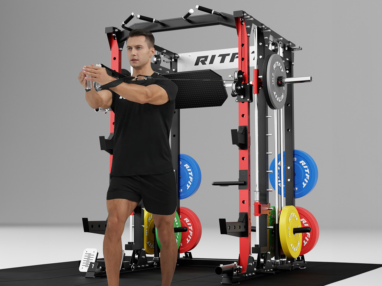 Multifunctional fitness machine，strength training，Space savings，Smith machine，