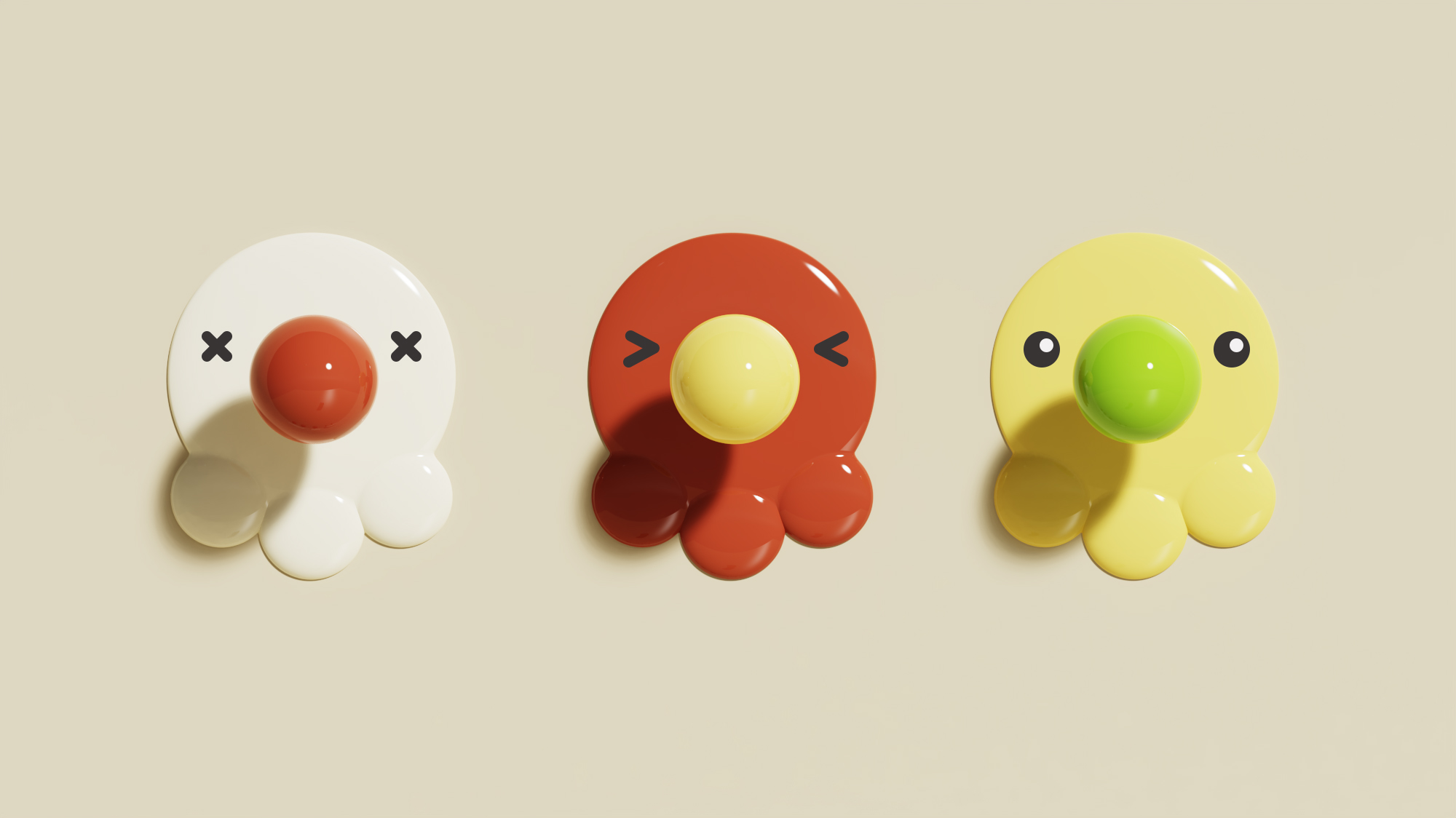 a hook，octopus，round ball，