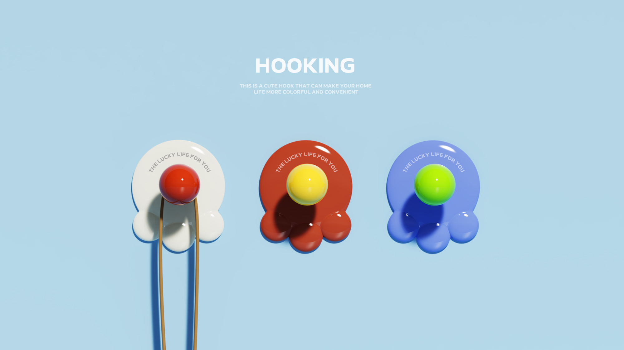 a hook，octopus，round ball，
