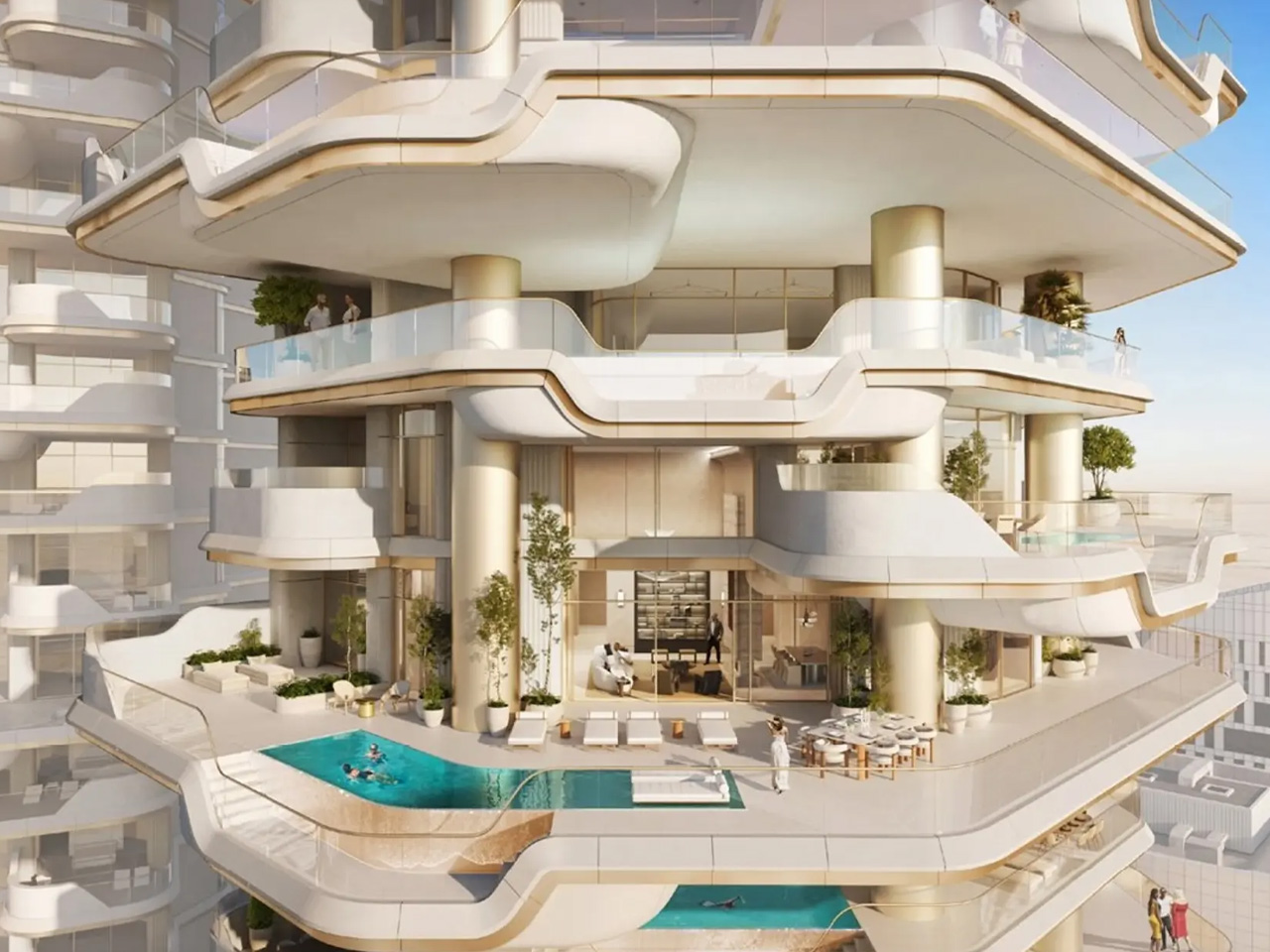 Dubai，Business Bay，Luxury Residence，waterfall，