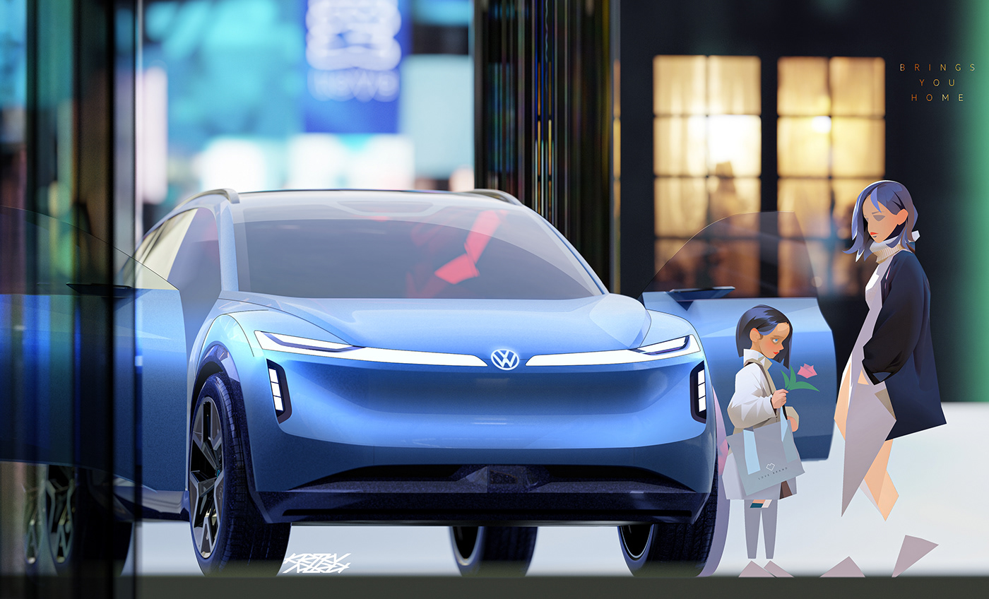 automobile，vehicle，Volkswagen ID. CODE，conceptual design，