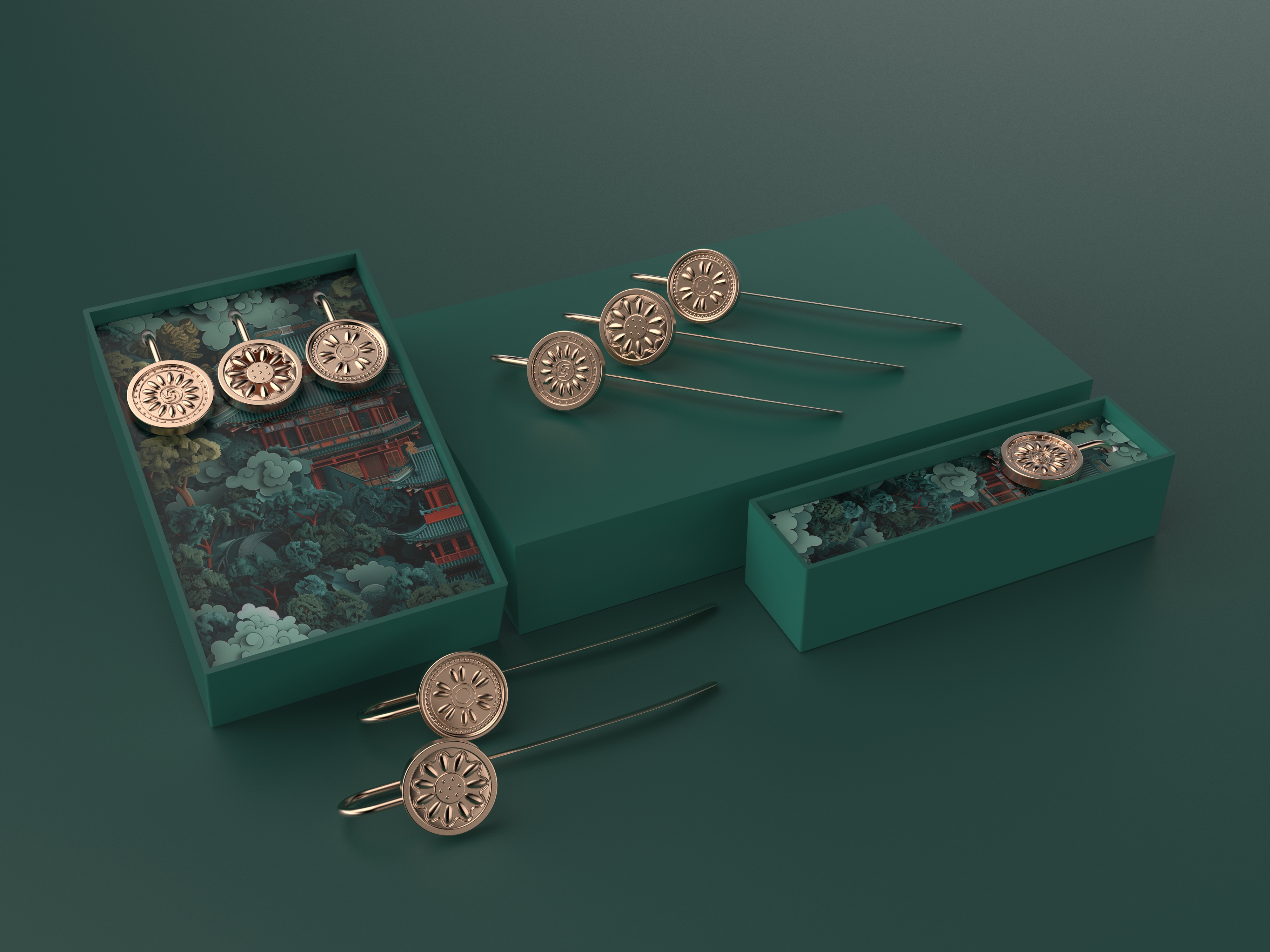 Cultural and creative design，bookmark，product design，Stationery design，Chest Pattern，Chinese style design，