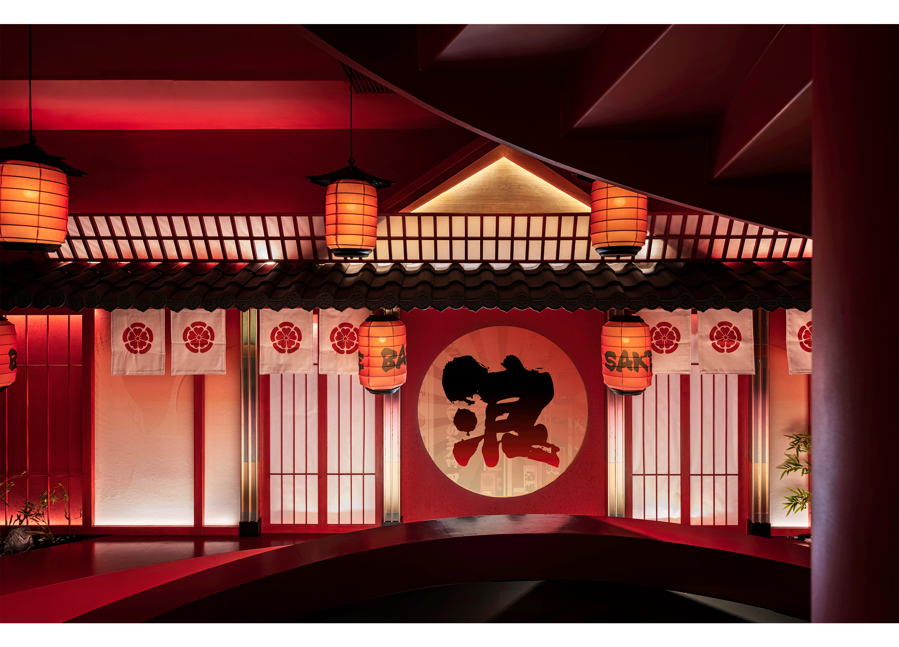 Door head design，Japanese classical architecture，Street View Design，Modern style，Japanese style，interactive effect，