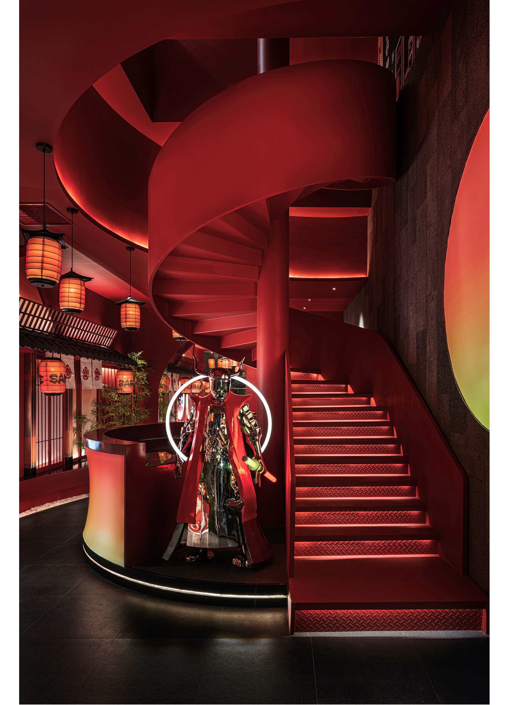 Door head design，Japanese classical architecture，Street View Design，Modern style，Japanese style，interactive effect，