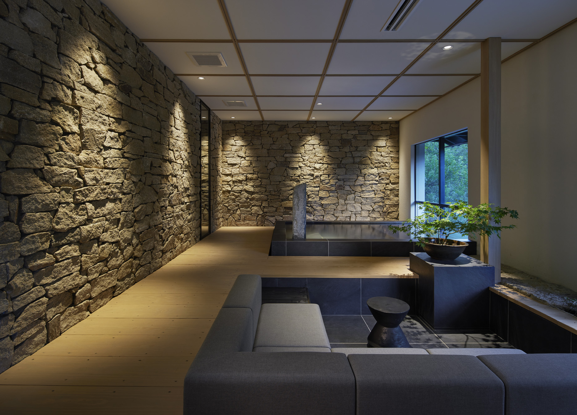 Hot Spring Design，space design ，Interior design，Natural Element Design，Simple design，Japanese traditional culture，