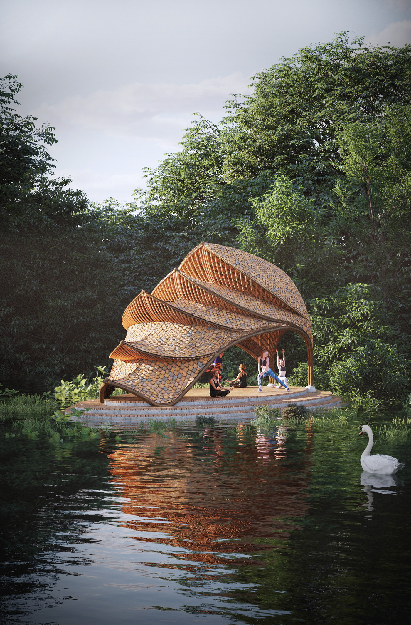 by the lake，Yoga，Shala，relax，