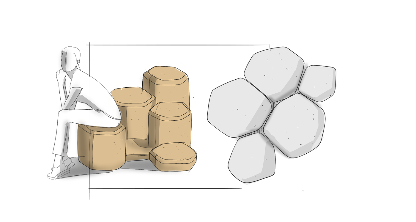 Giant，Sculpture chair，Giant's Causeway，modularization，