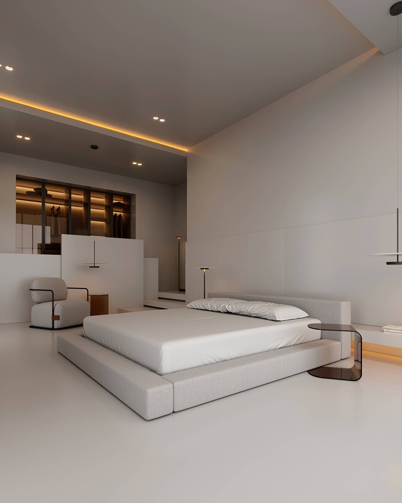 bedroom，white，Modern furniture，