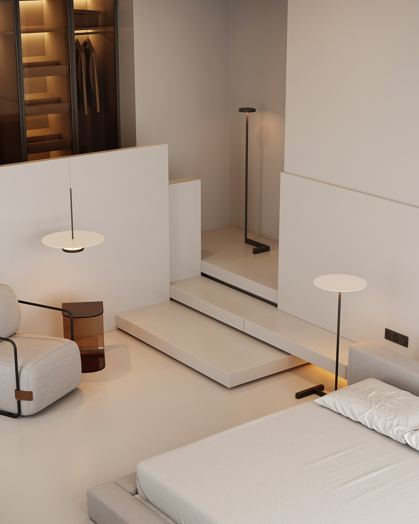 bedroom，white，Modern furniture，