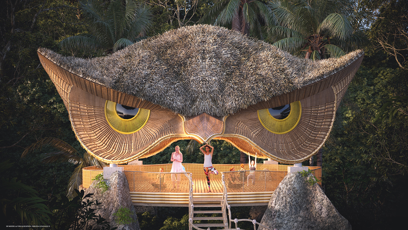 yoga，owl，Pavilion，Rest place，