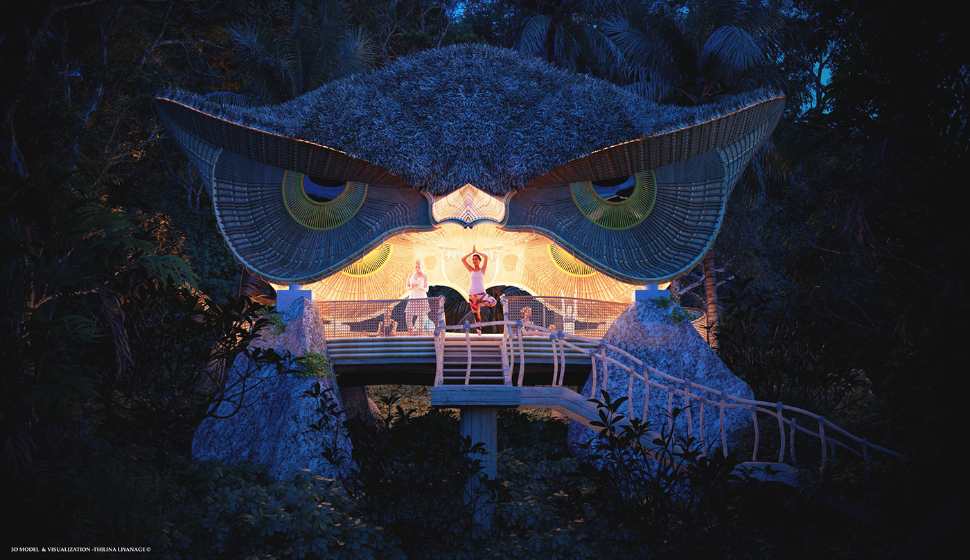 yoga，owl，Pavilion，Rest place，