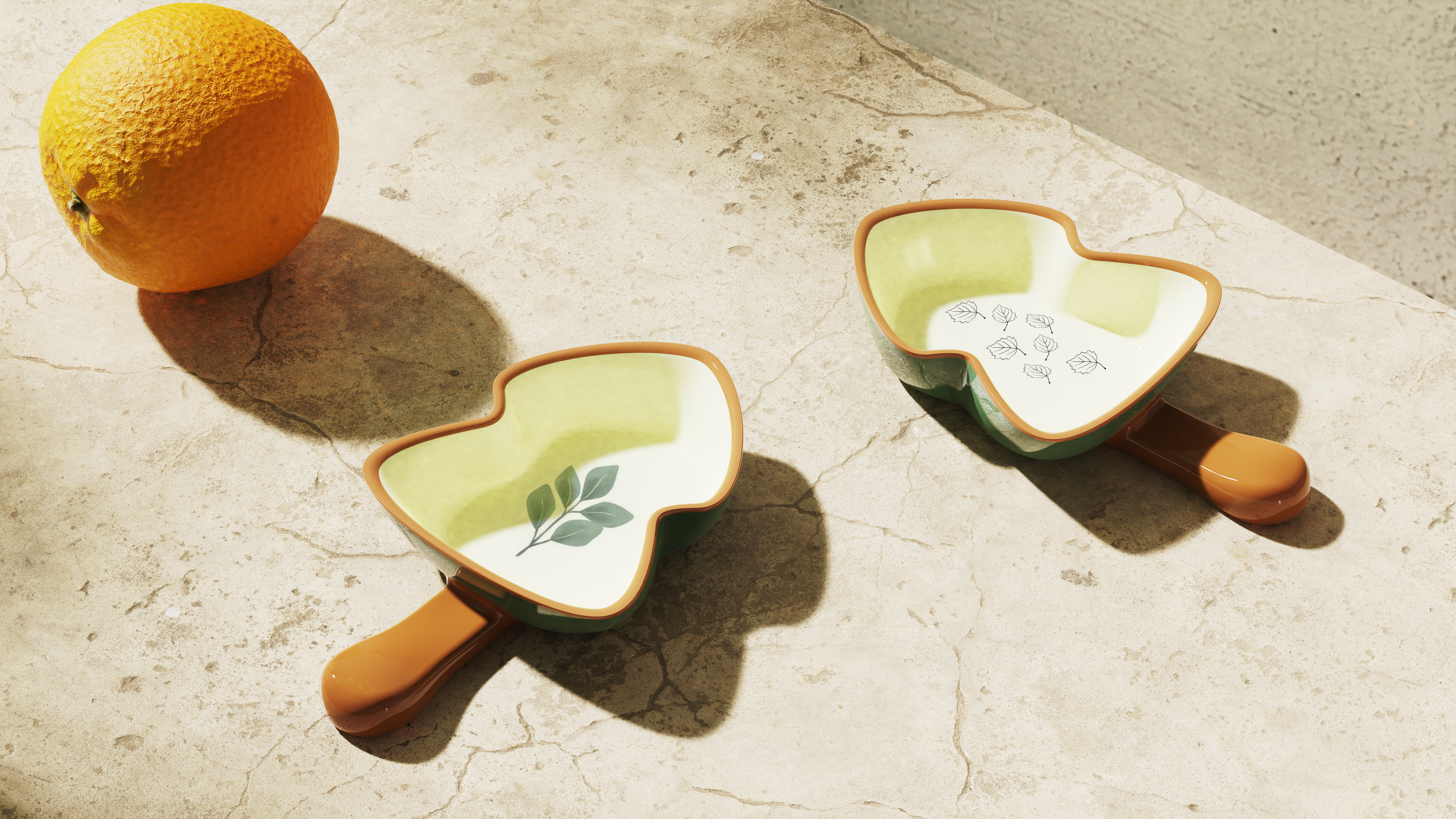 Vinegar dish-chopsticks holder-cute-alien-leaves，