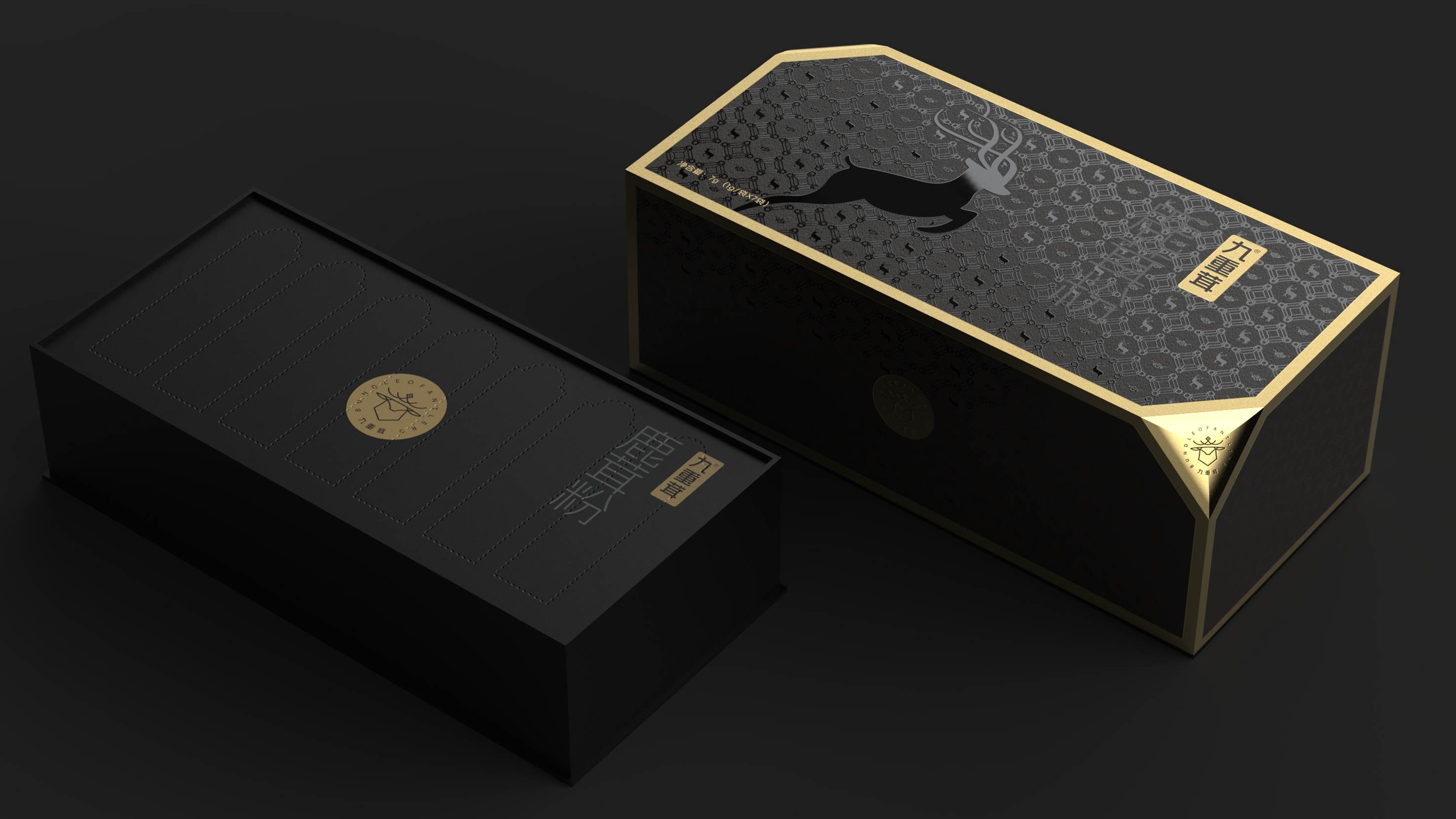 Nine-weight antler antler powder packaging，Deer antler powder gift box packaging design，Packaging design of health products，