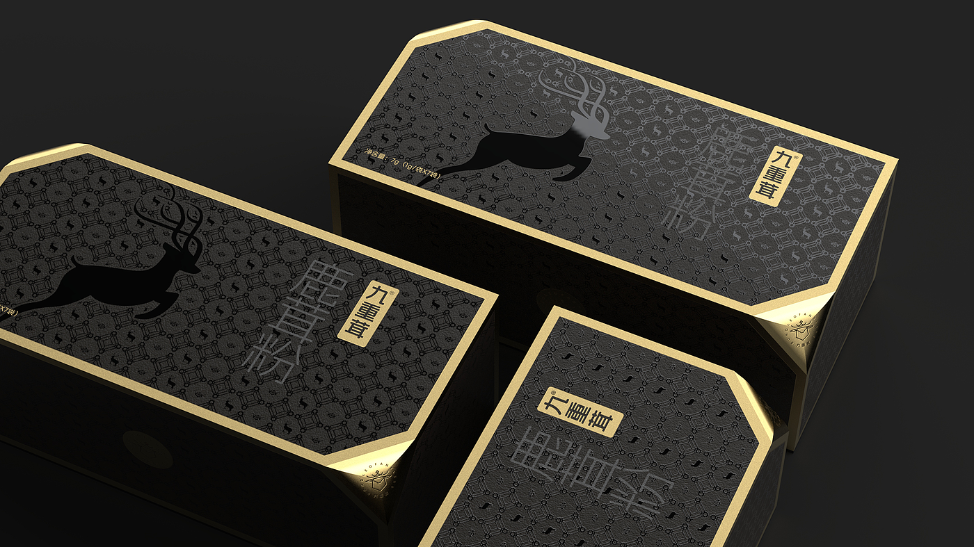 Nine-weight antler antler powder packaging，Deer antler powder gift box packaging design，Packaging design of health products，
