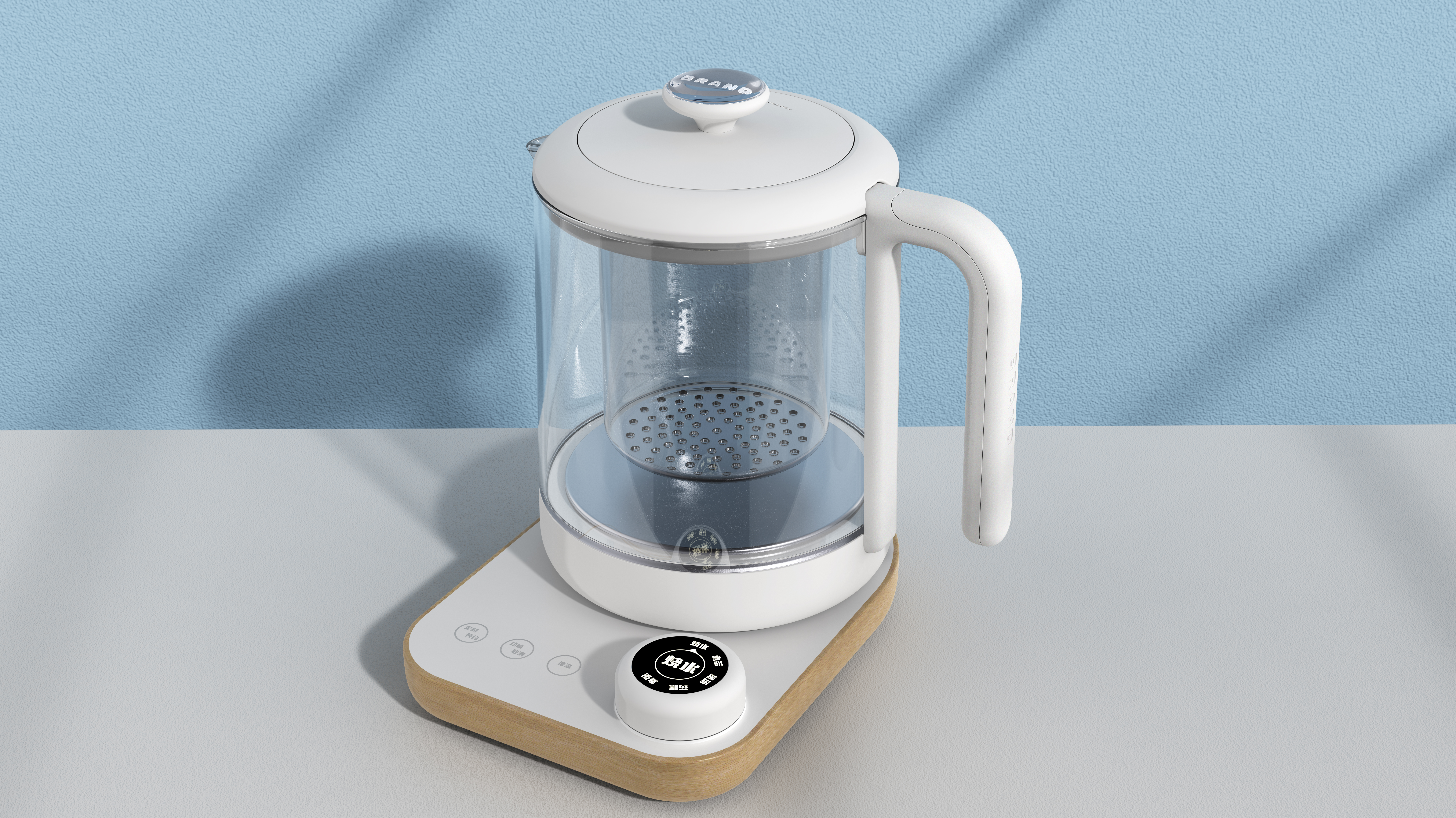 product design，Simplicity，Mellow，Product Modeling Product Appearance Design，geometric modeling ，household electrical appliances，Wood grain material，Health pot，