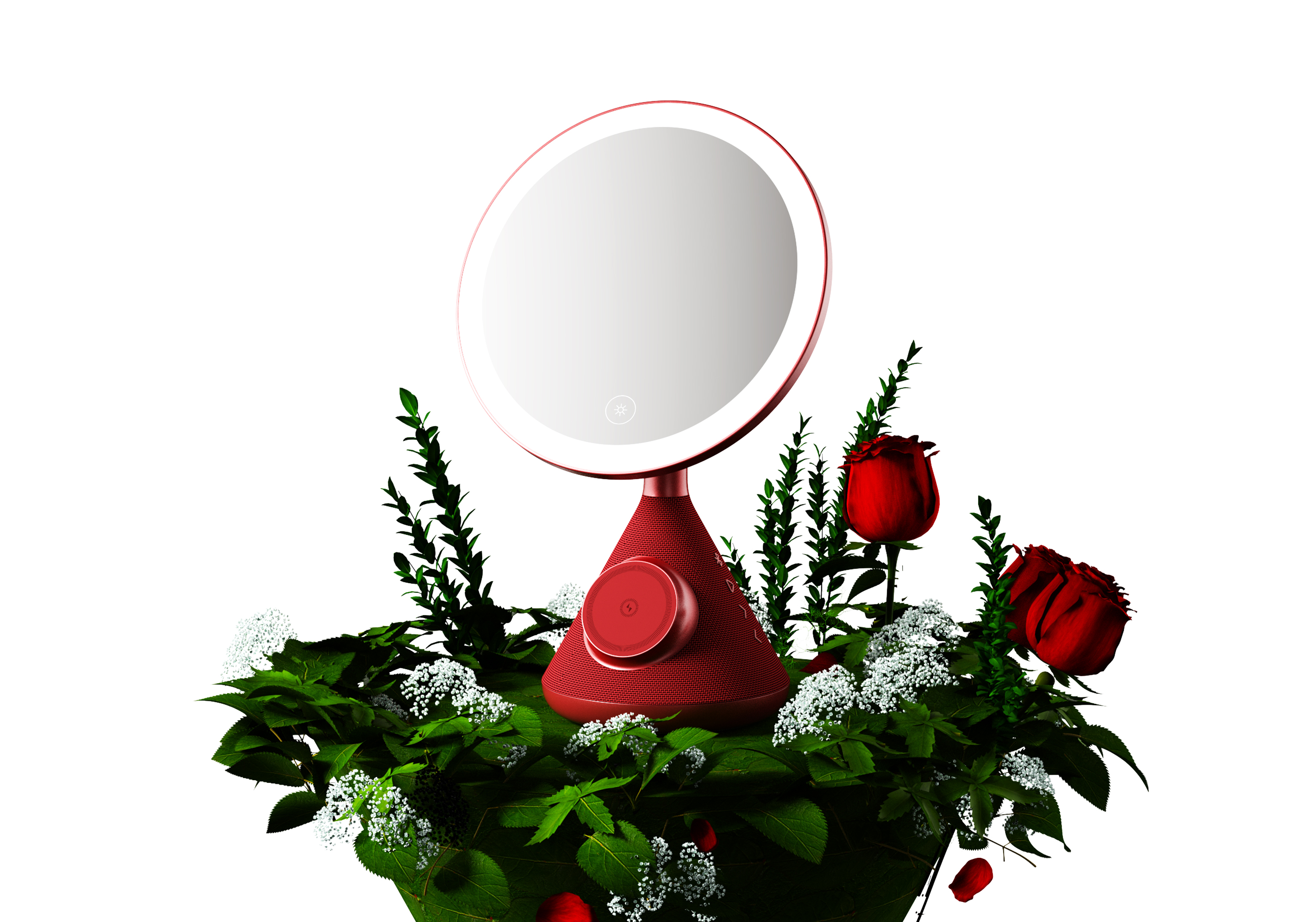 Cosmetic mirror，multi-function，sound，Atmosphere lamp，Desktop audio，Multifunctional makeup mirror，lighting，