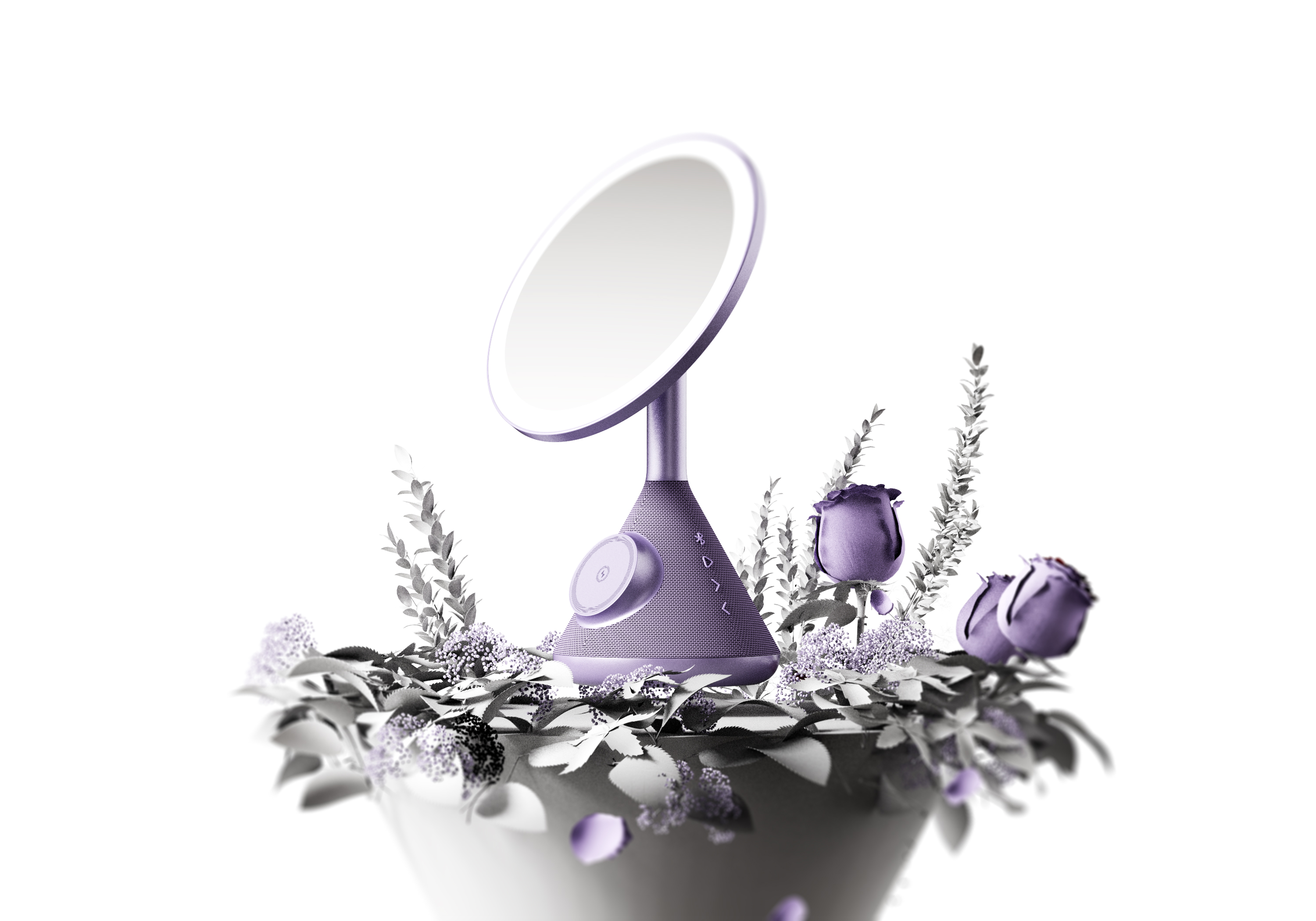 Cosmetic mirror，multi-function，sound，Atmosphere lamp，Desktop audio，Multifunctional makeup mirror，lighting，