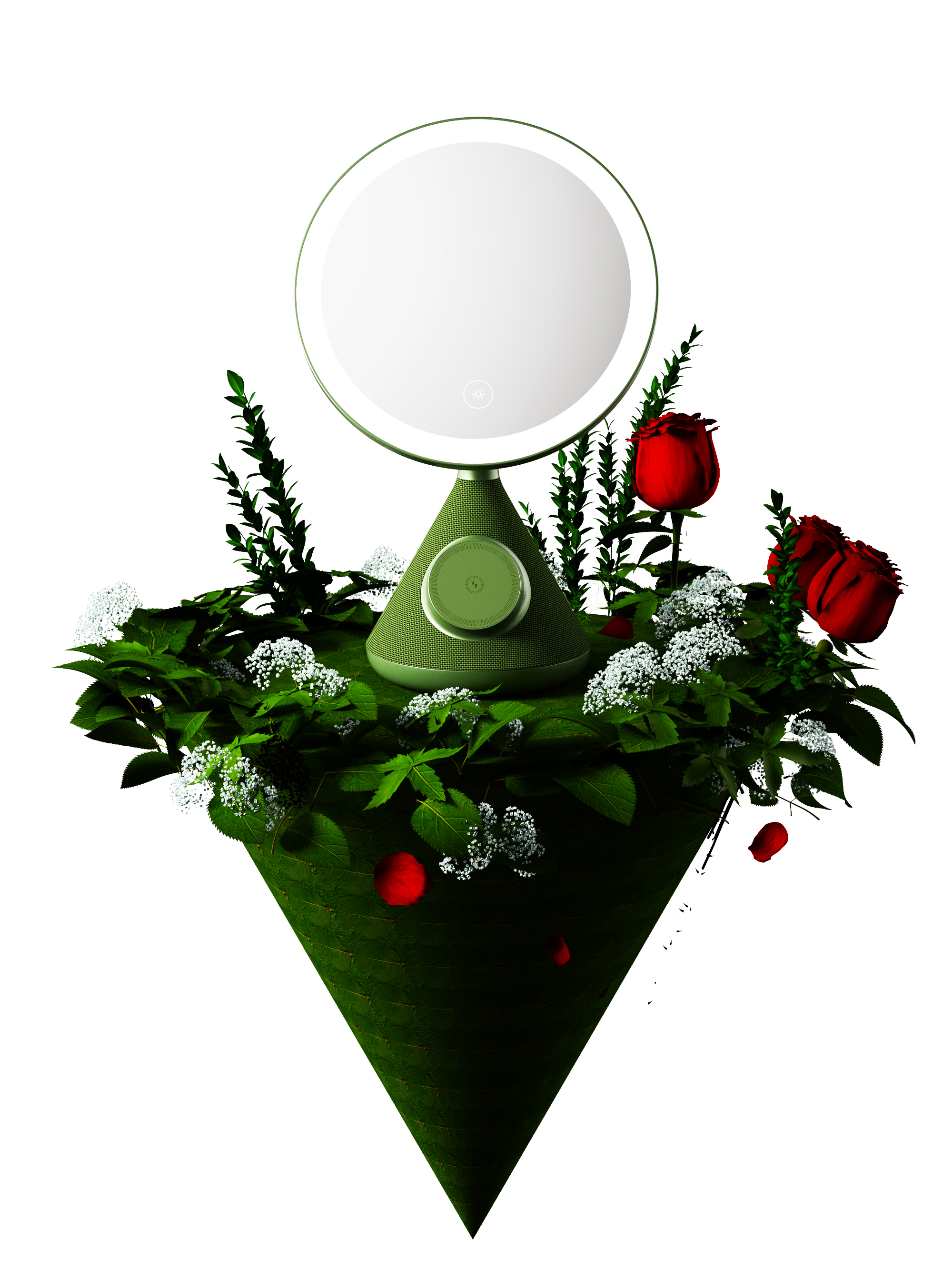 Cosmetic mirror，multi-function，sound，Atmosphere lamp，Desktop audio，Multifunctional makeup mirror，lighting，