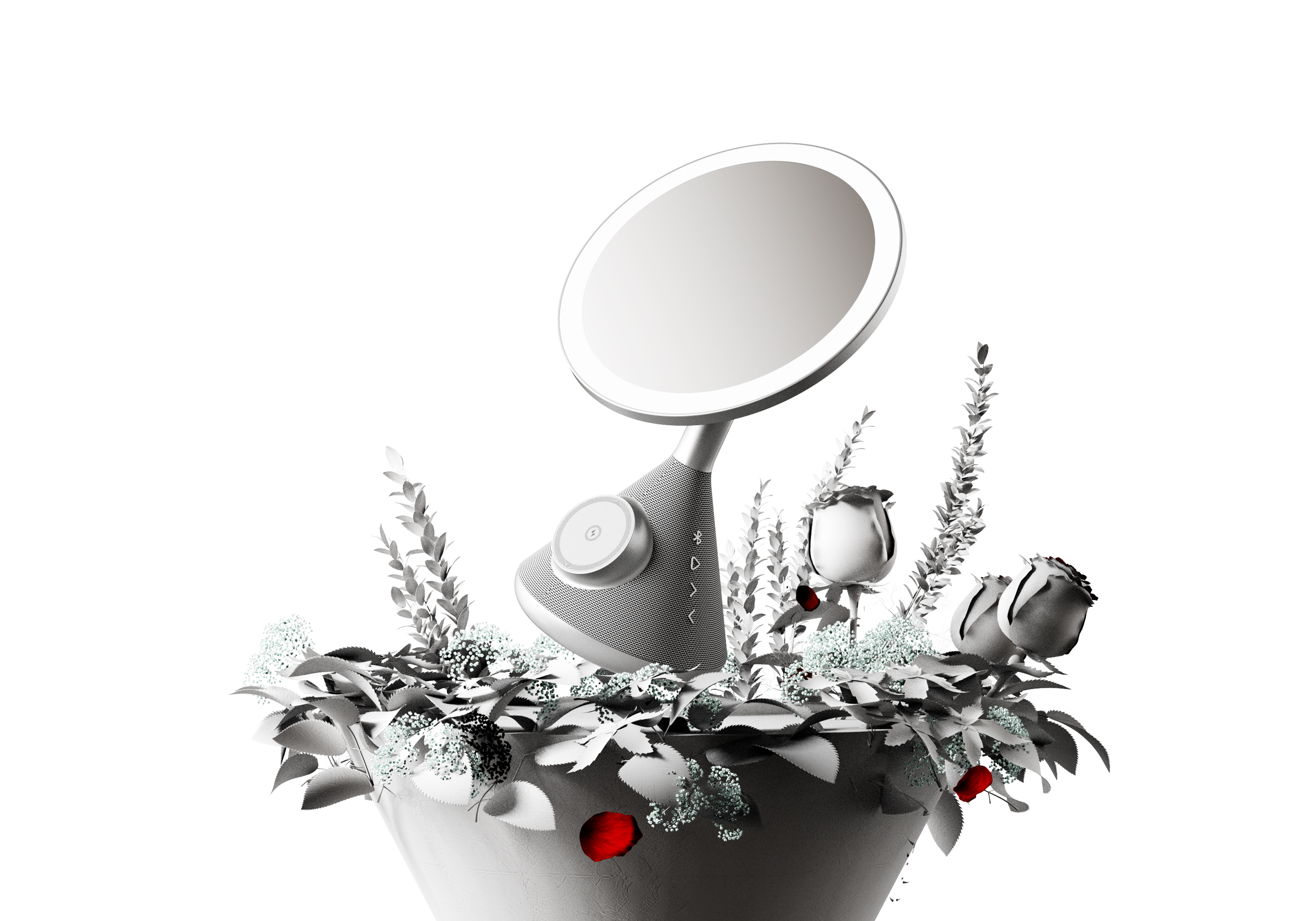 Cosmetic mirror，multi-function，sound，Atmosphere lamp，Desktop audio，Multifunctional makeup mirror，lighting，