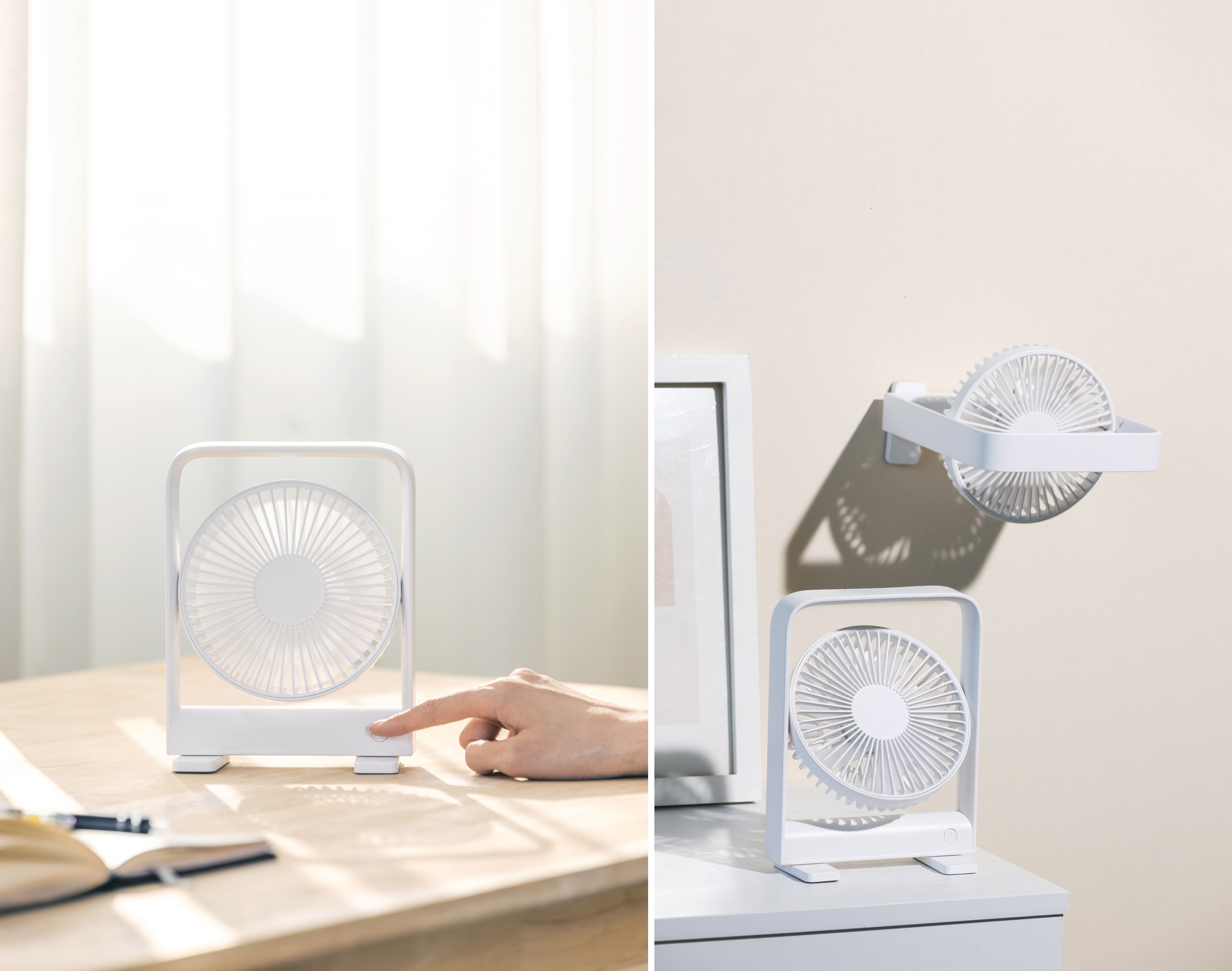 Slim 6 inch desktop fan，Magnetic design, can be sucked anywhere，Rotatable feet, free posture adjustment，A small fan that can also be used on the boat，Multifunctional design，multi-scenario application，Convenient storage, does not take up space，