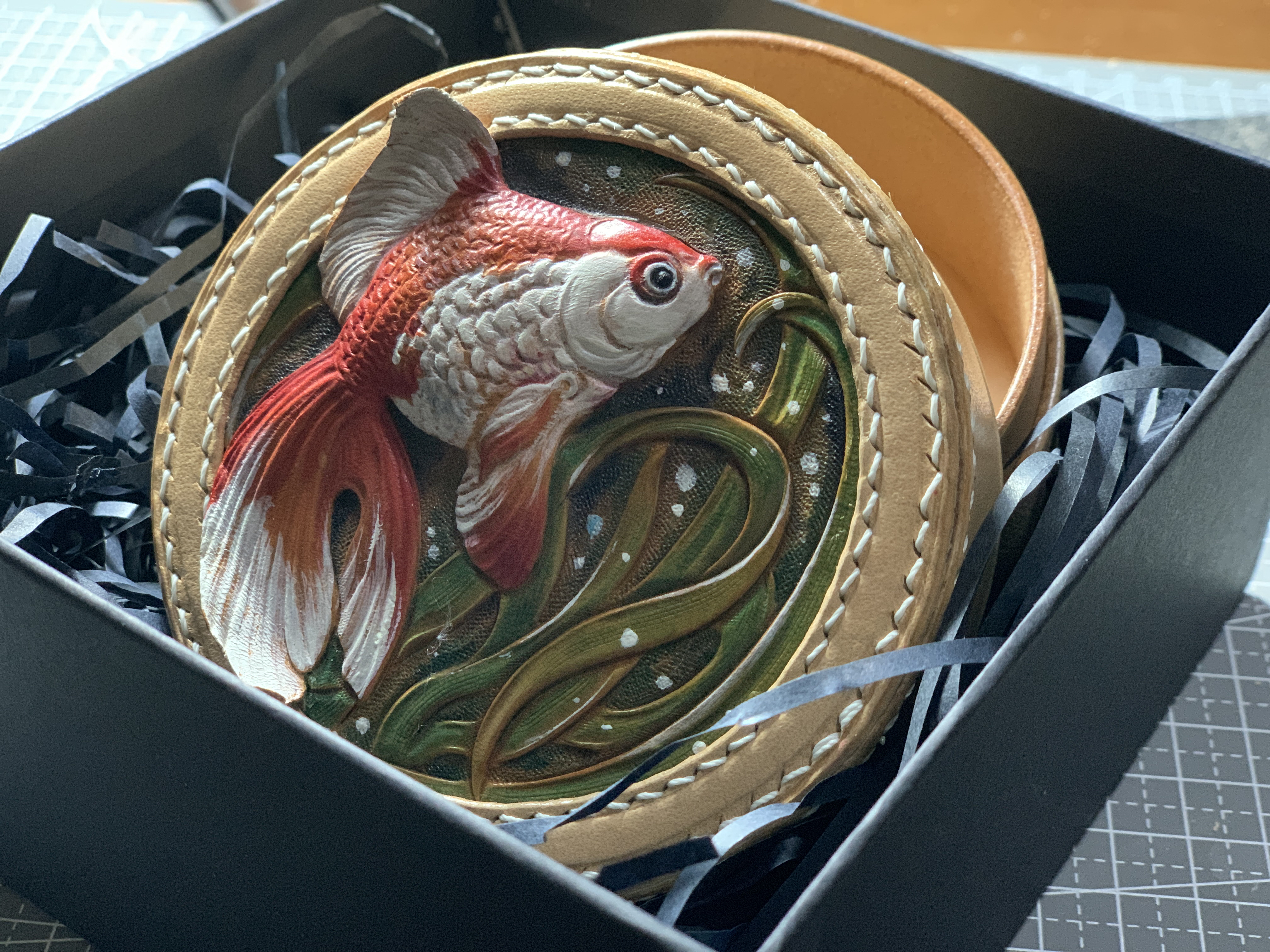 Leather carving, bag，