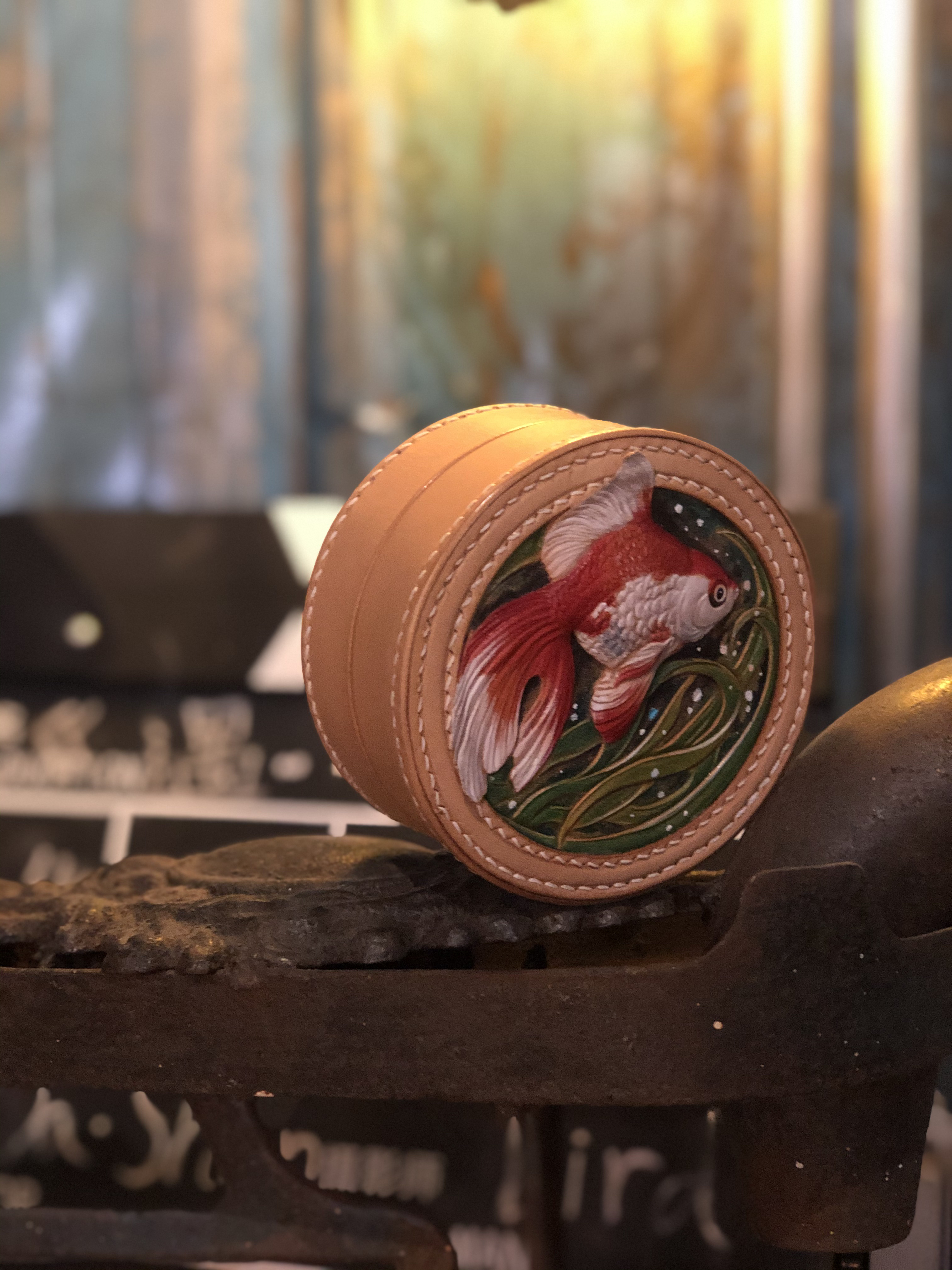 Leather carving, bag，