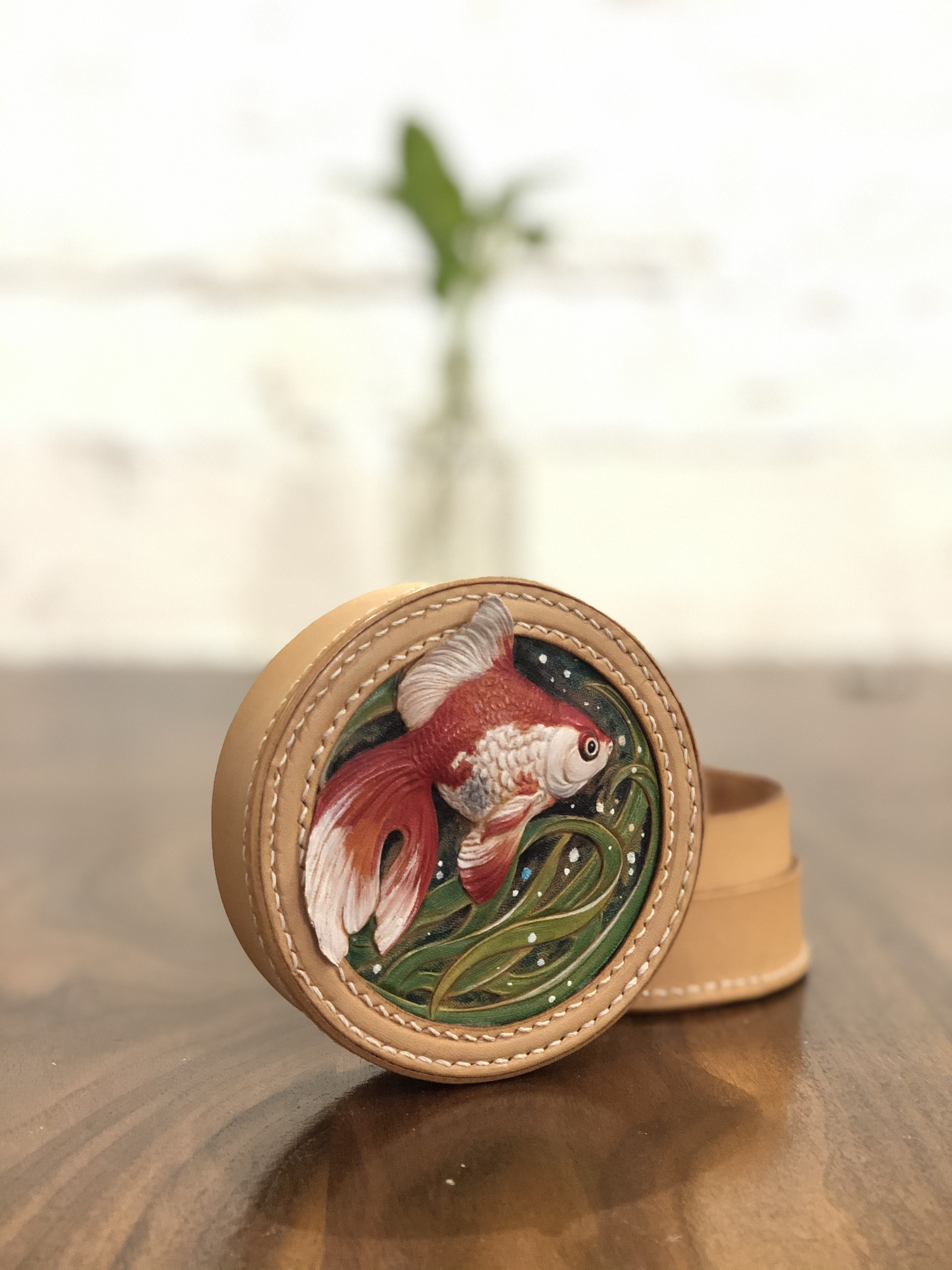 Leather carving, bag，