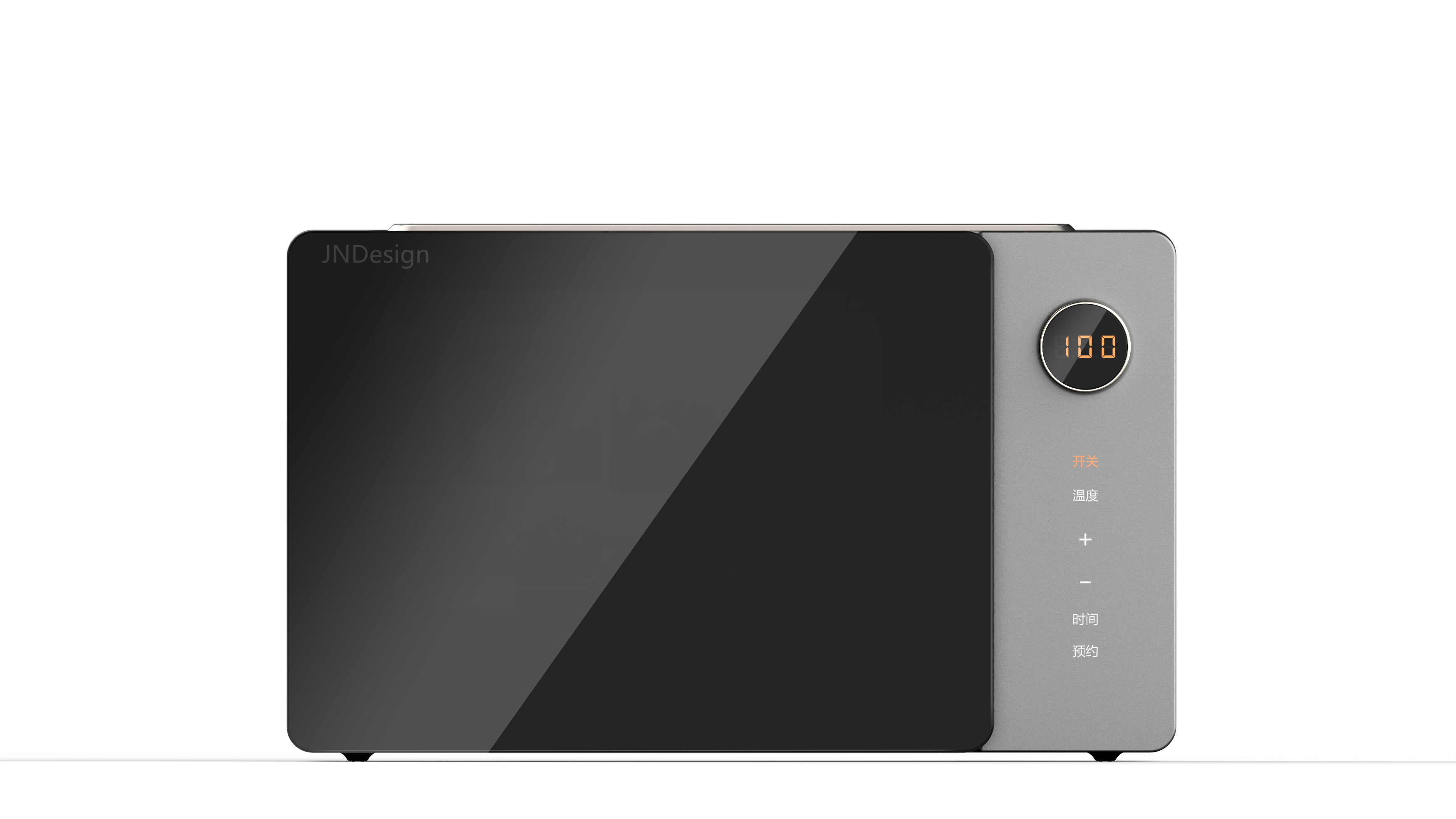 Show two design styles through different opening and closing designs，Product design, microwave oven, minimalist modern style, commercialization，