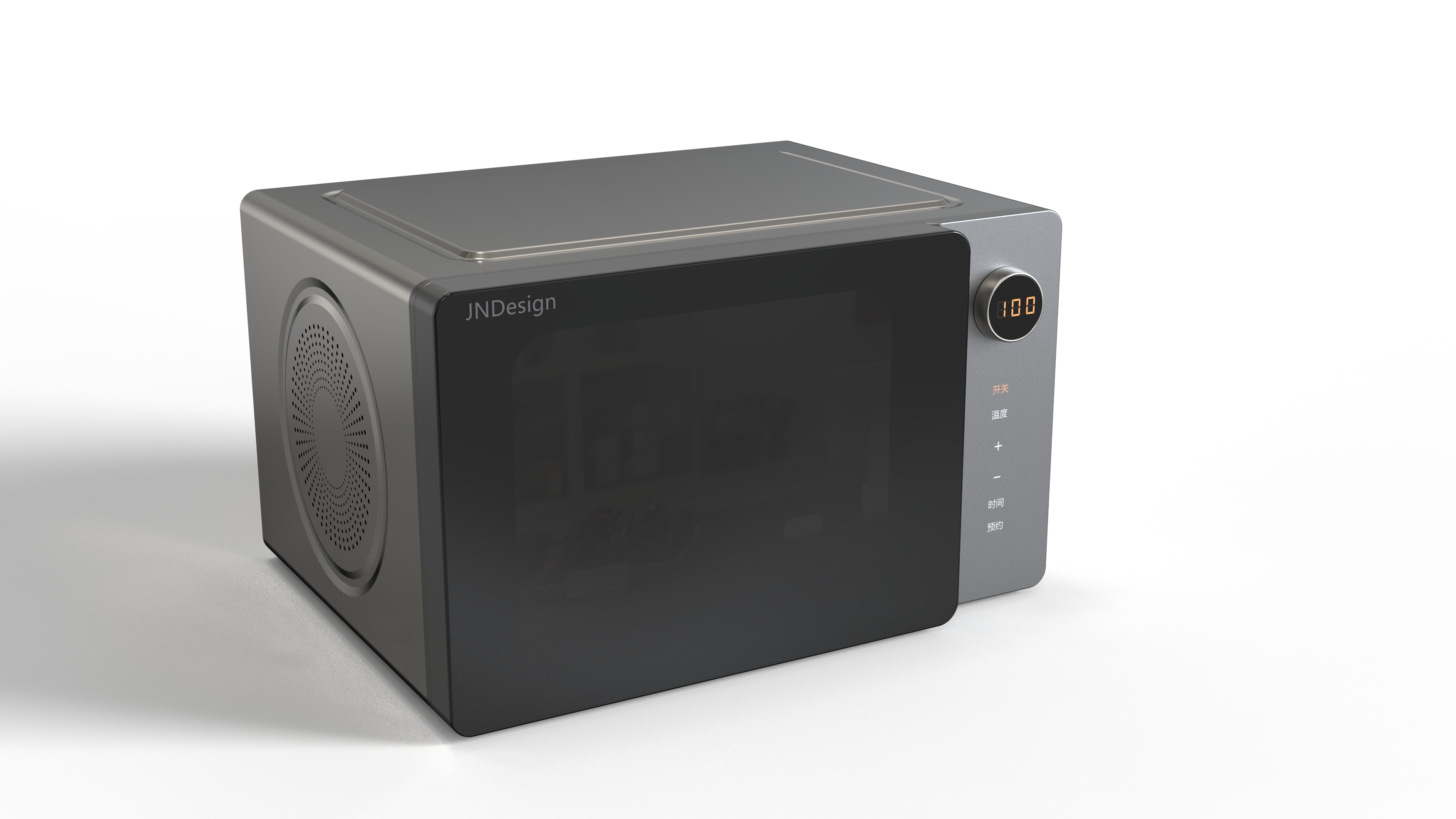 Show two design styles through different opening and closing designs，Product design, microwave oven, minimalist modern style, commercialization，