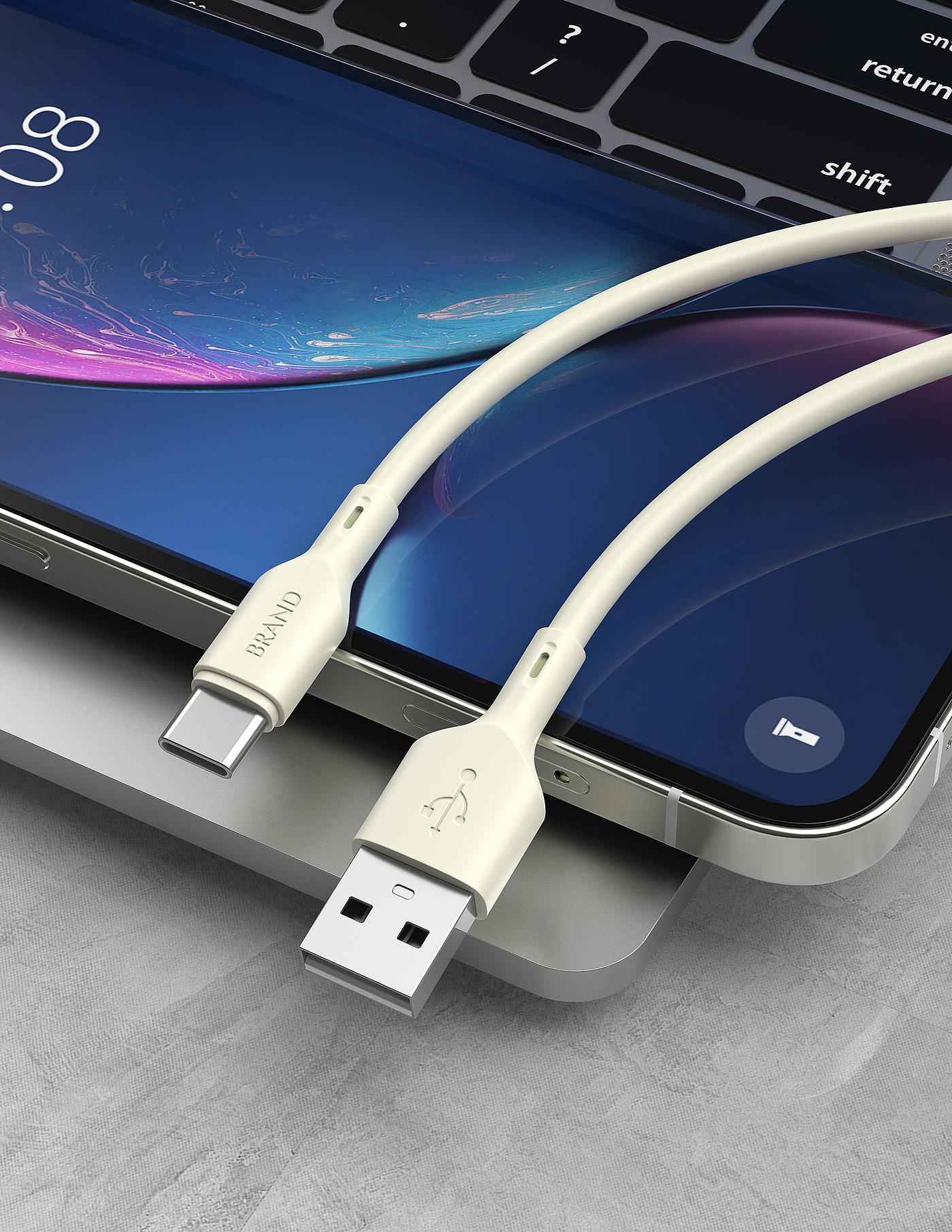 Silicone data line，Mobile phone digital 3C peripheral，Fast charging data line，
