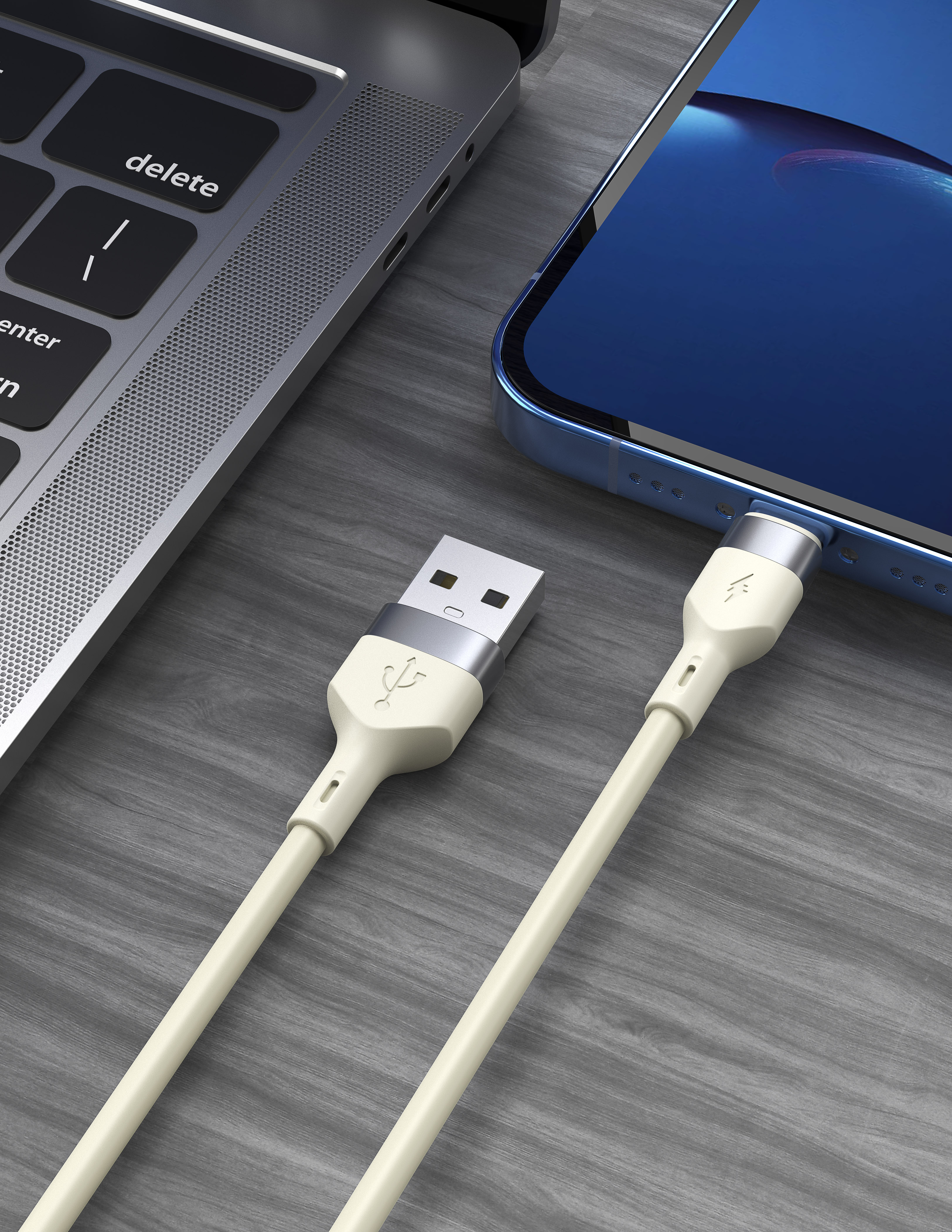 Silicone data line，Mobile phone digital 3C peripheral，Fast charging data line，