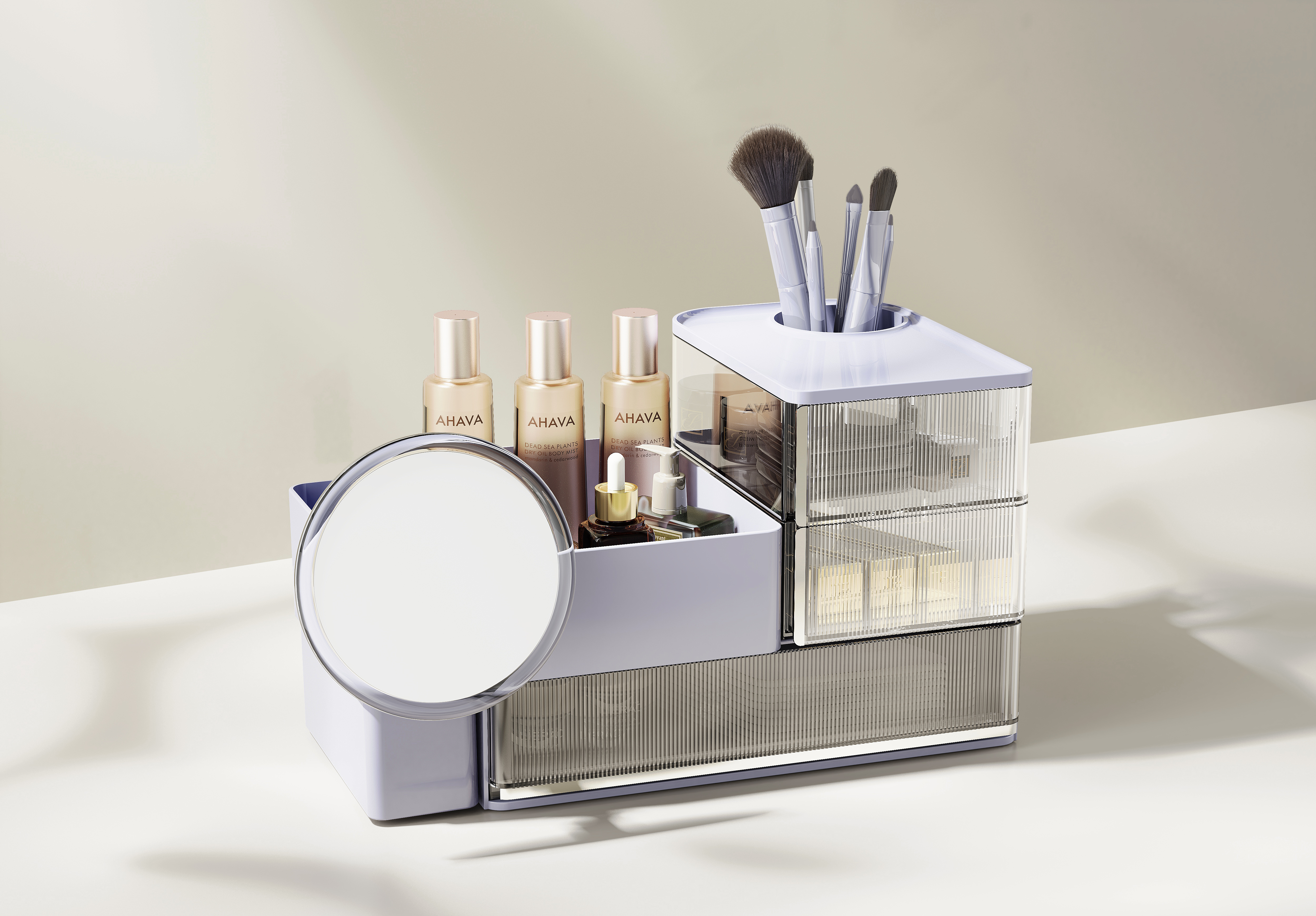 Bring your own makeup mirror to meet the daily makeup storage，