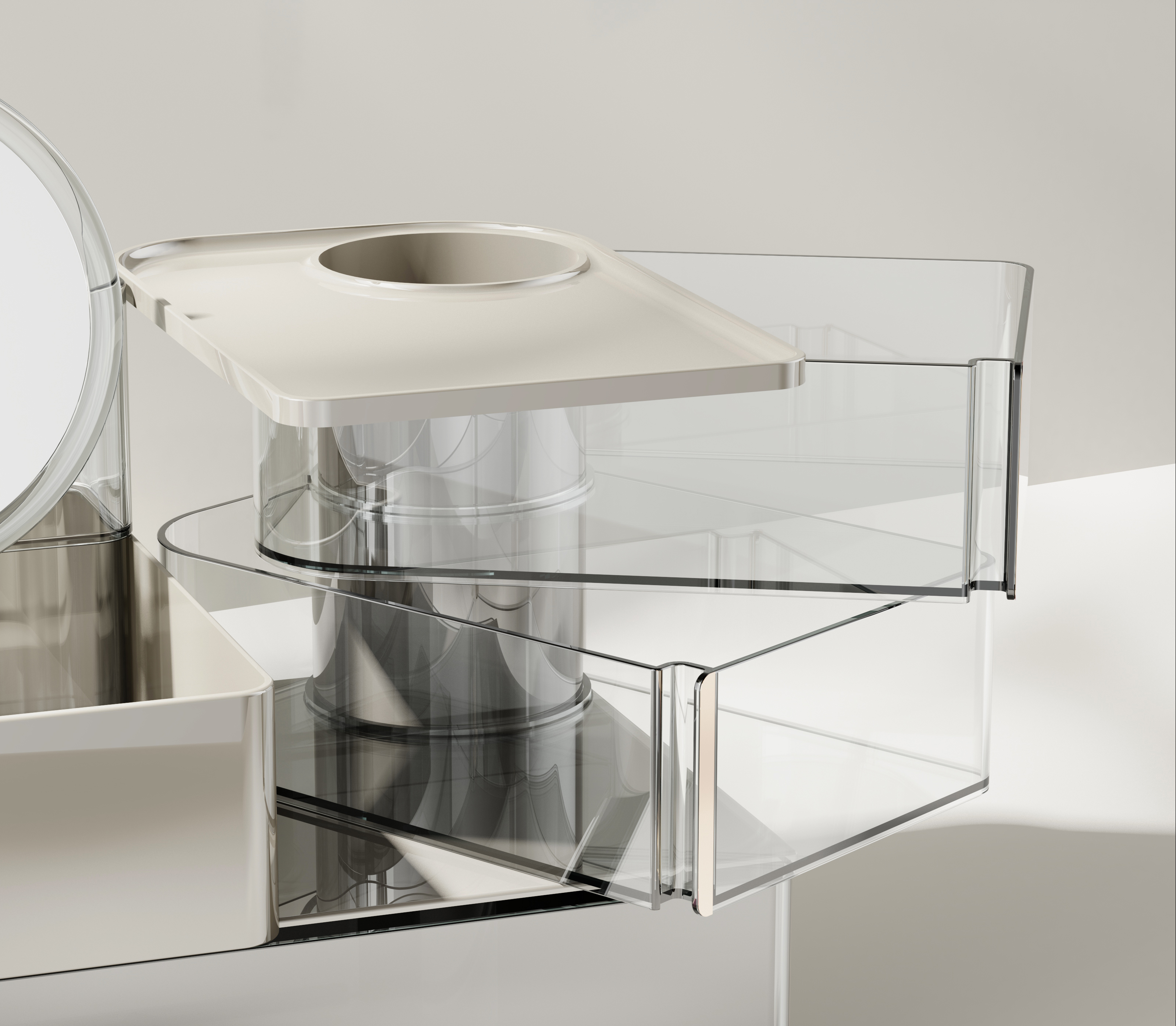 Bring your own makeup mirror to meet the daily makeup storage，