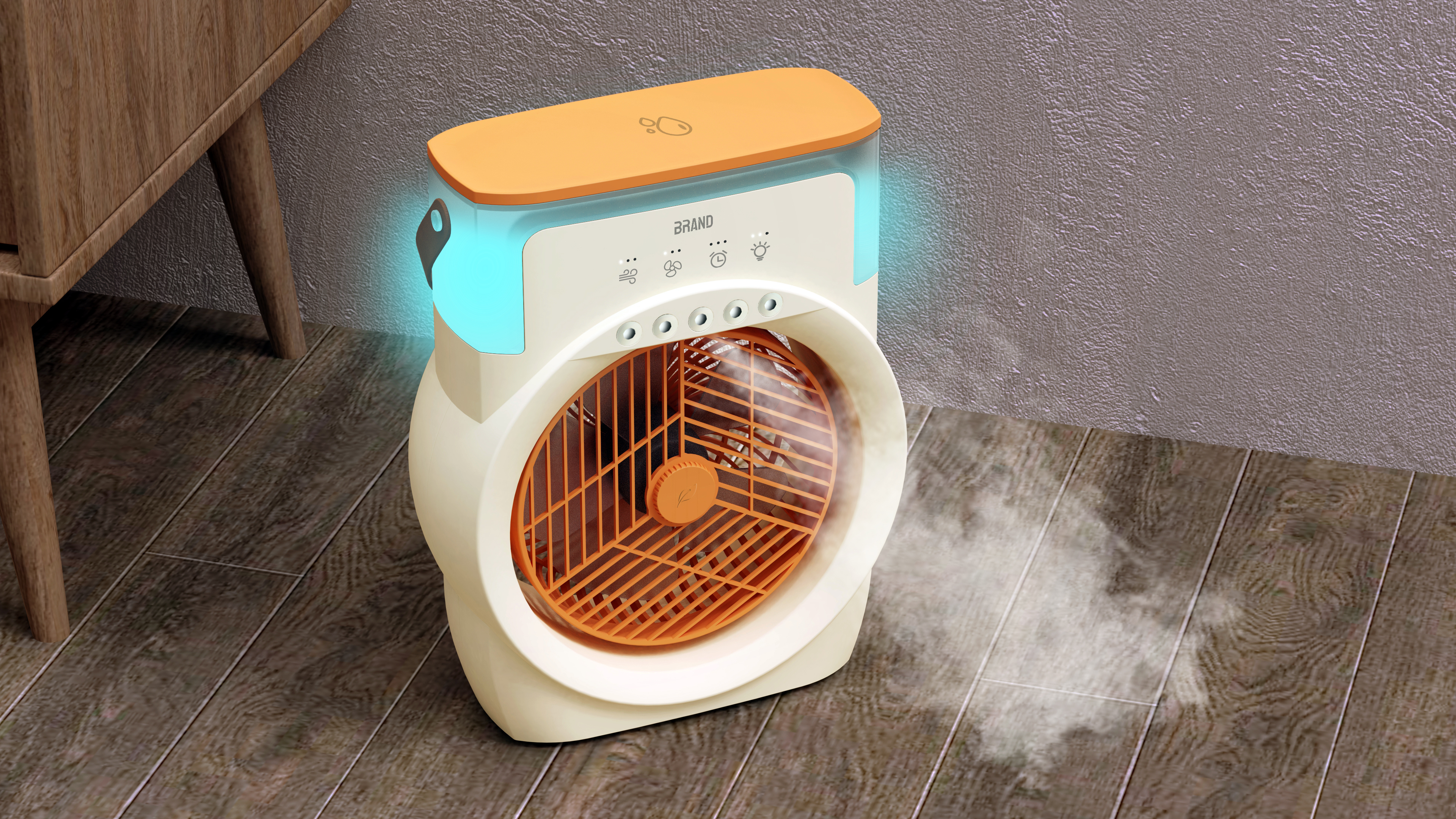 Outdoor products，Humidification fan，Outdoor fan，Appearance design，industrial design，product design，Product planning，Pearl Sea Birthday Shell，