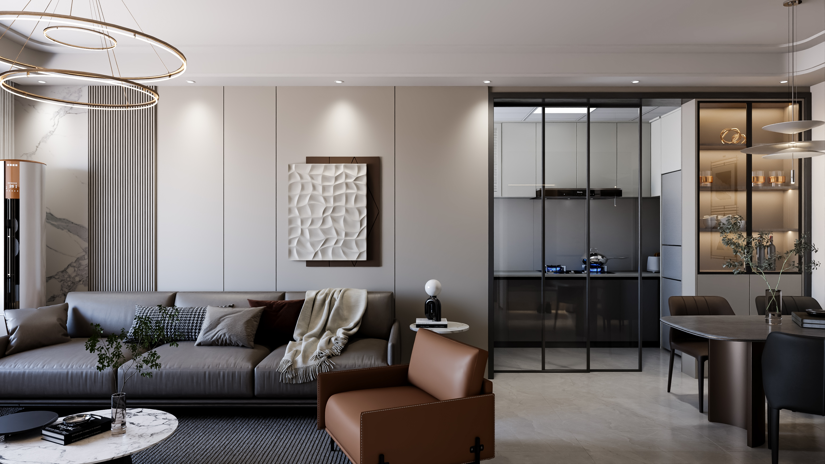 Living room, dining room，