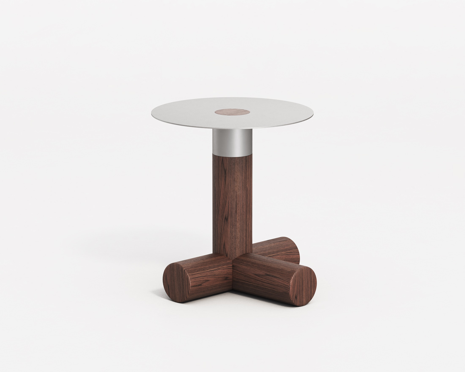 TOTEM，Side table，solid wood，stainless steel，