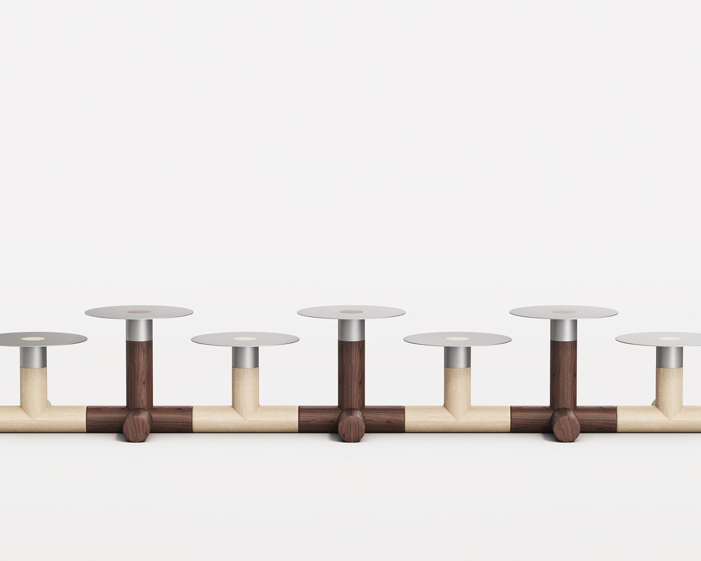 TOTEM，Side table，solid wood，stainless steel，