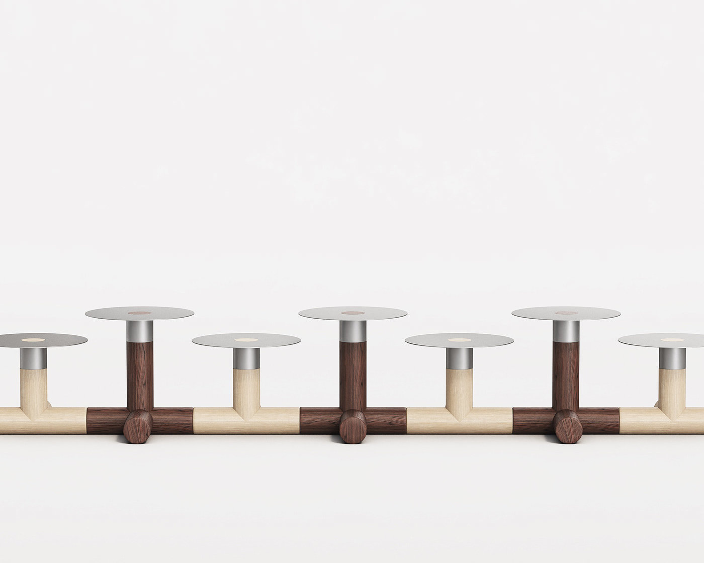 TOTEM，Side table，solid wood，stainless steel，