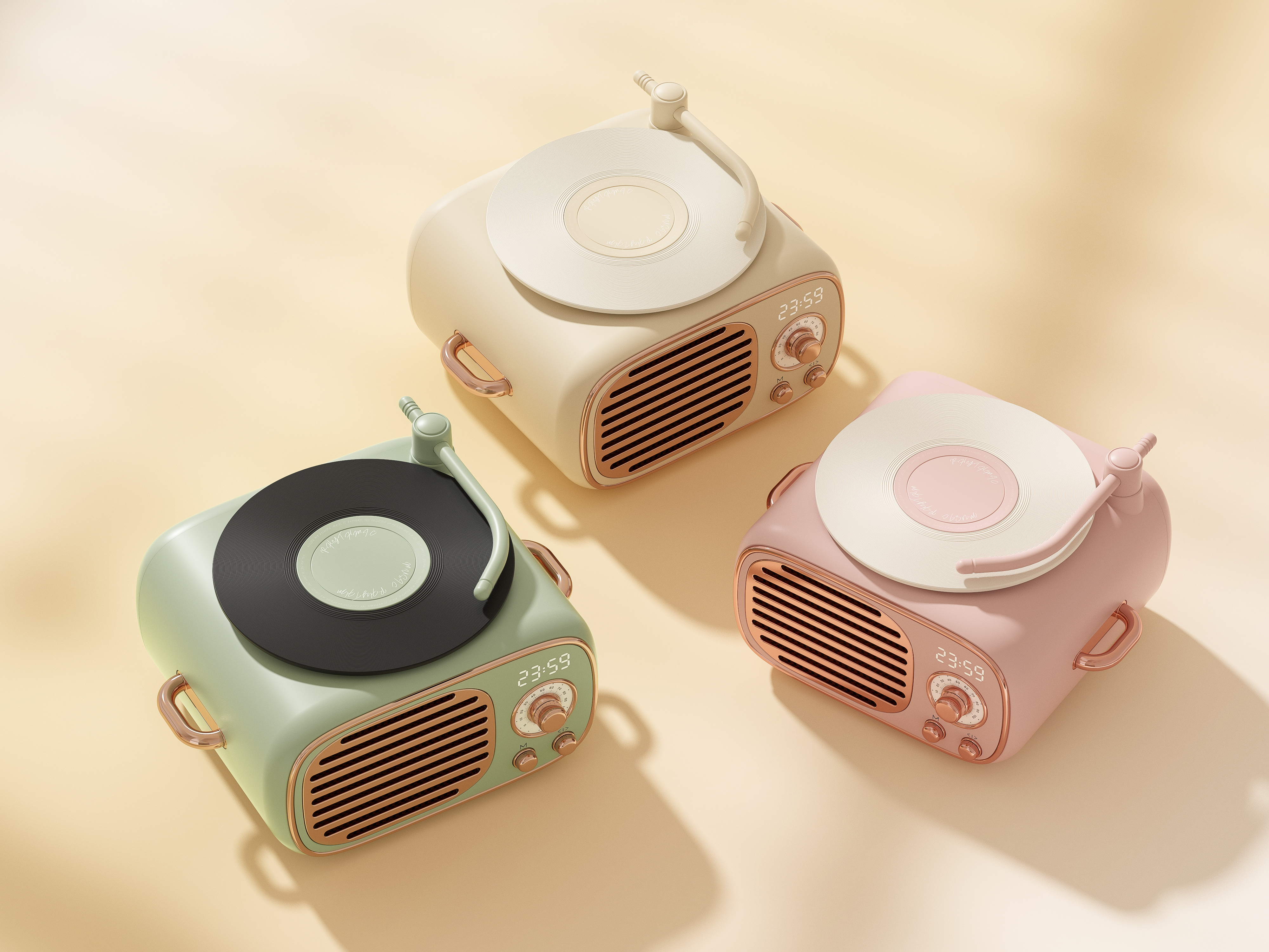 Light luxury retro，Vinyl record，Bluetooth audio，Young trend，product design，