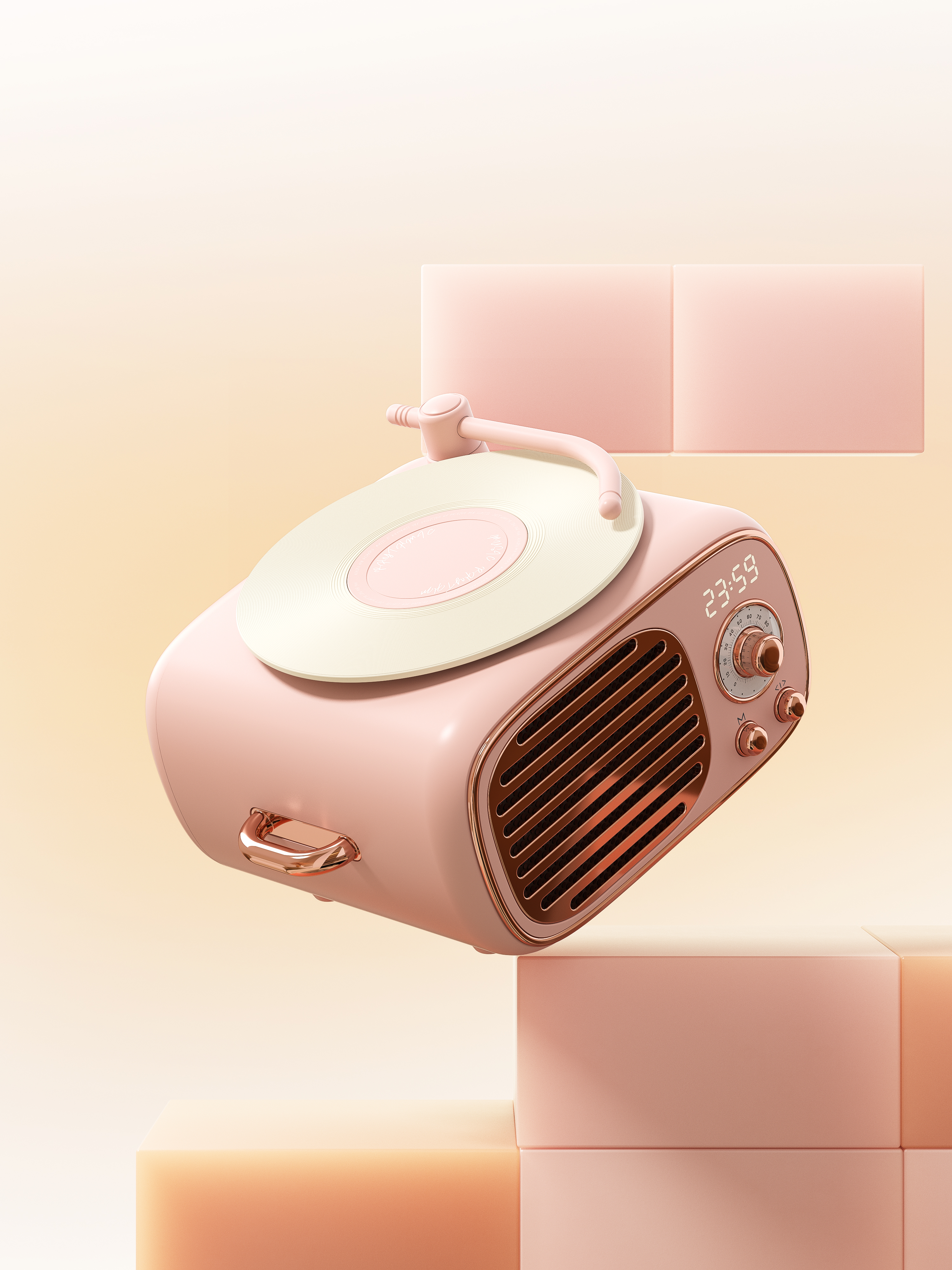 Light luxury retro，Vinyl record，Bluetooth audio，Young trend，product design，