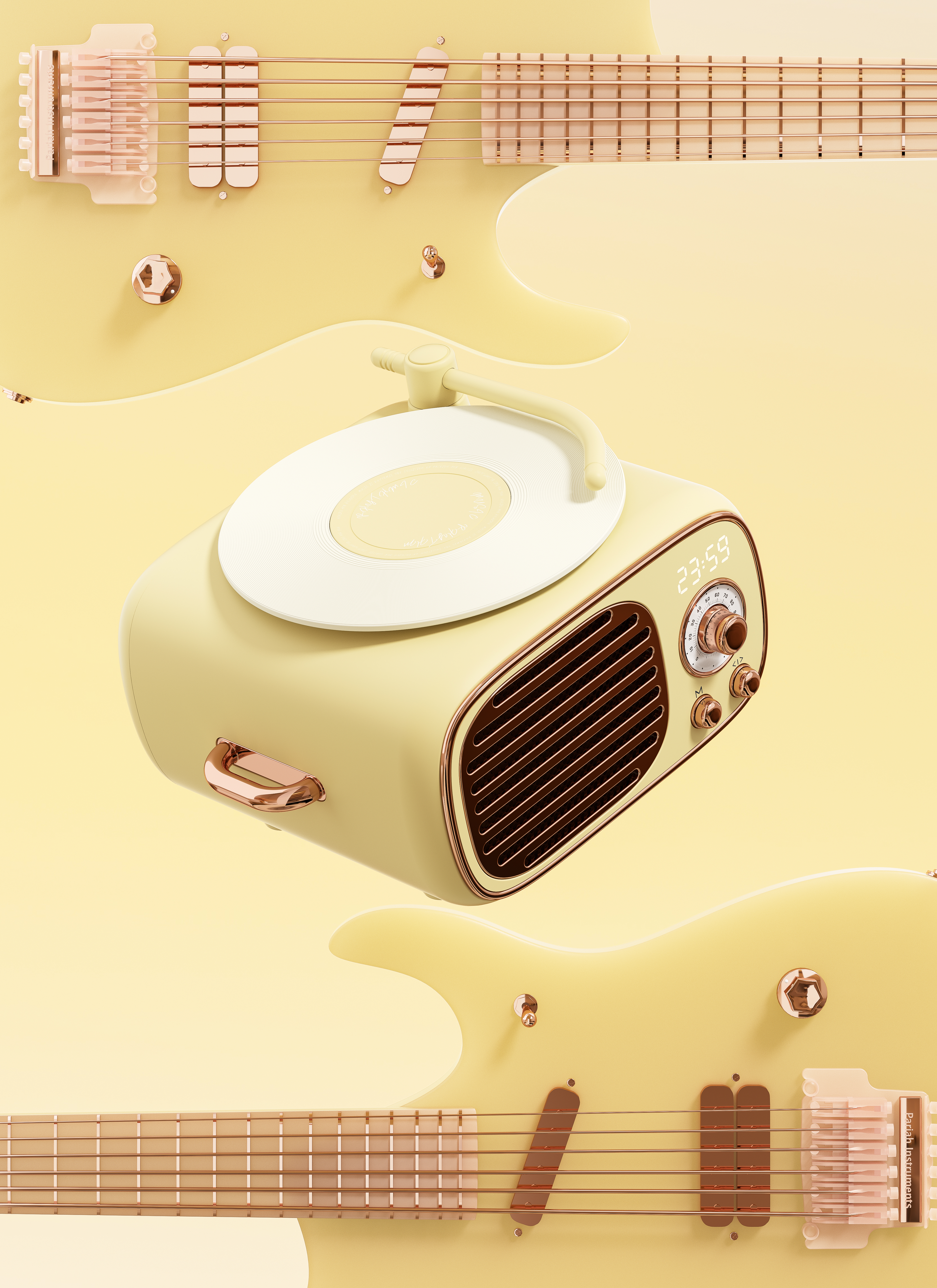 Light luxury retro，Vinyl record，Bluetooth audio，Young trend，product design，