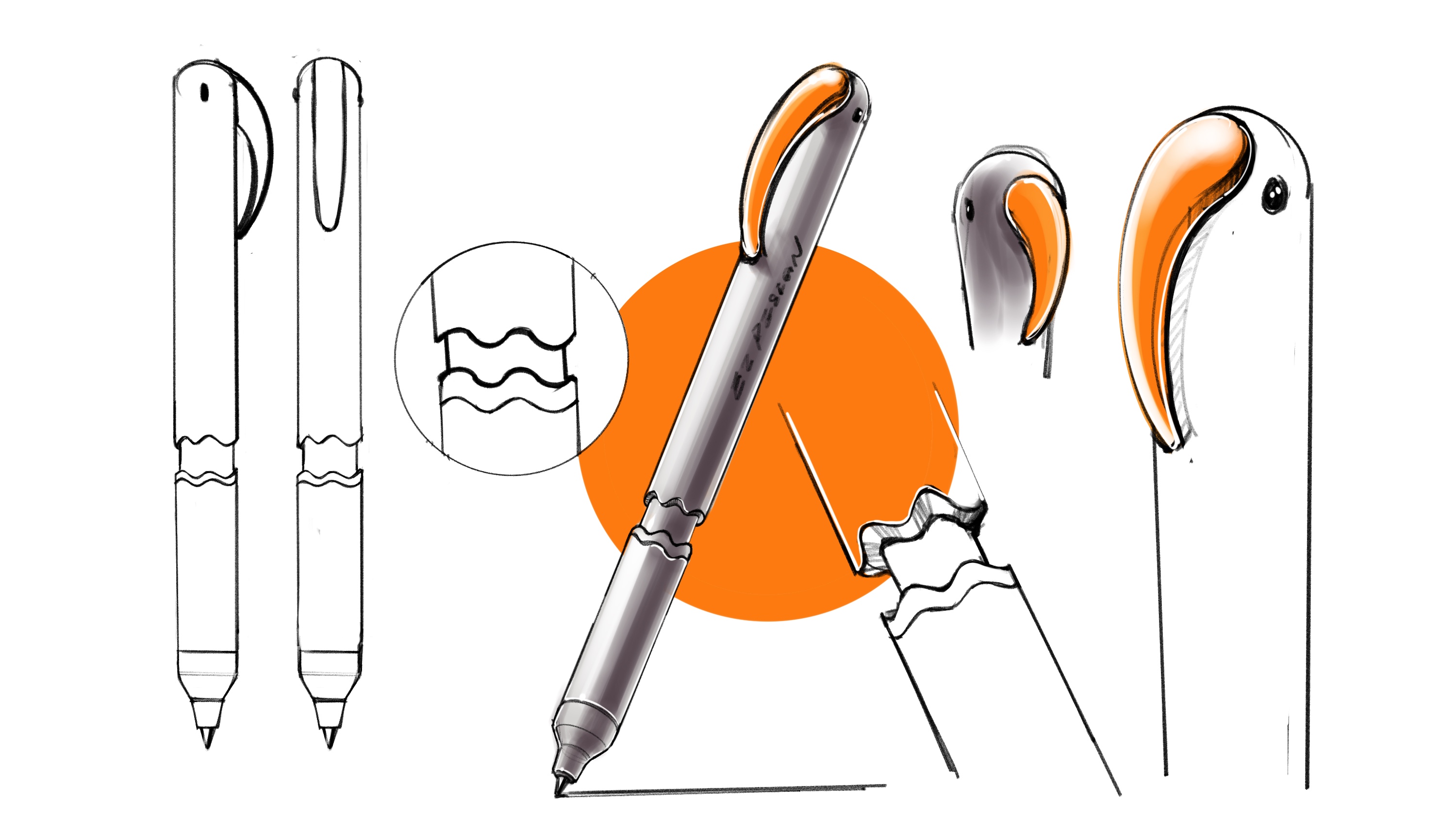 Roller ball pen，Office Supplies，Stationery，Appearance design，Neutral pen design，