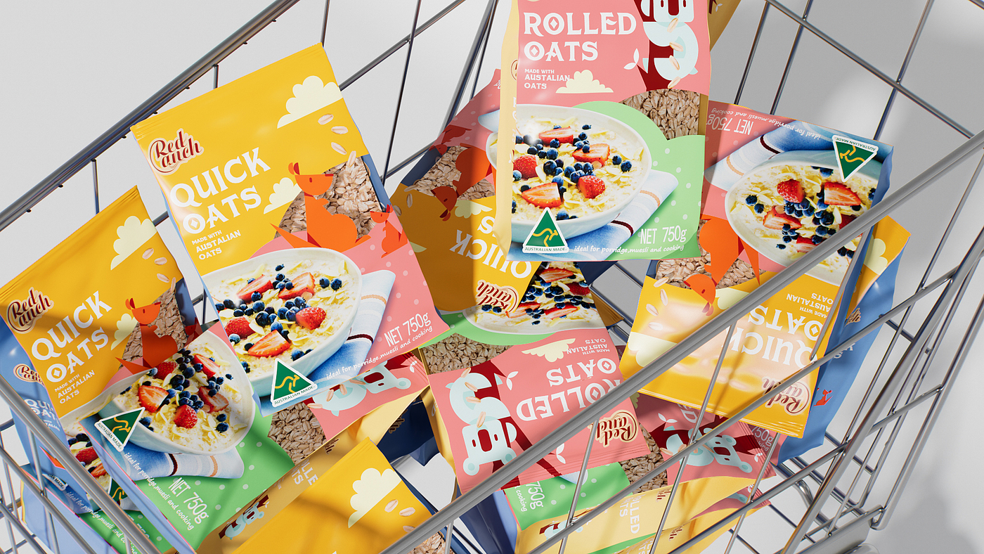 packing design，Oatmeal，Brand design，Font design，Geometry，Food packaging，Illustration，