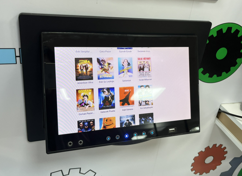 Bus seat headrest business fixed embedded front mounted display screen，